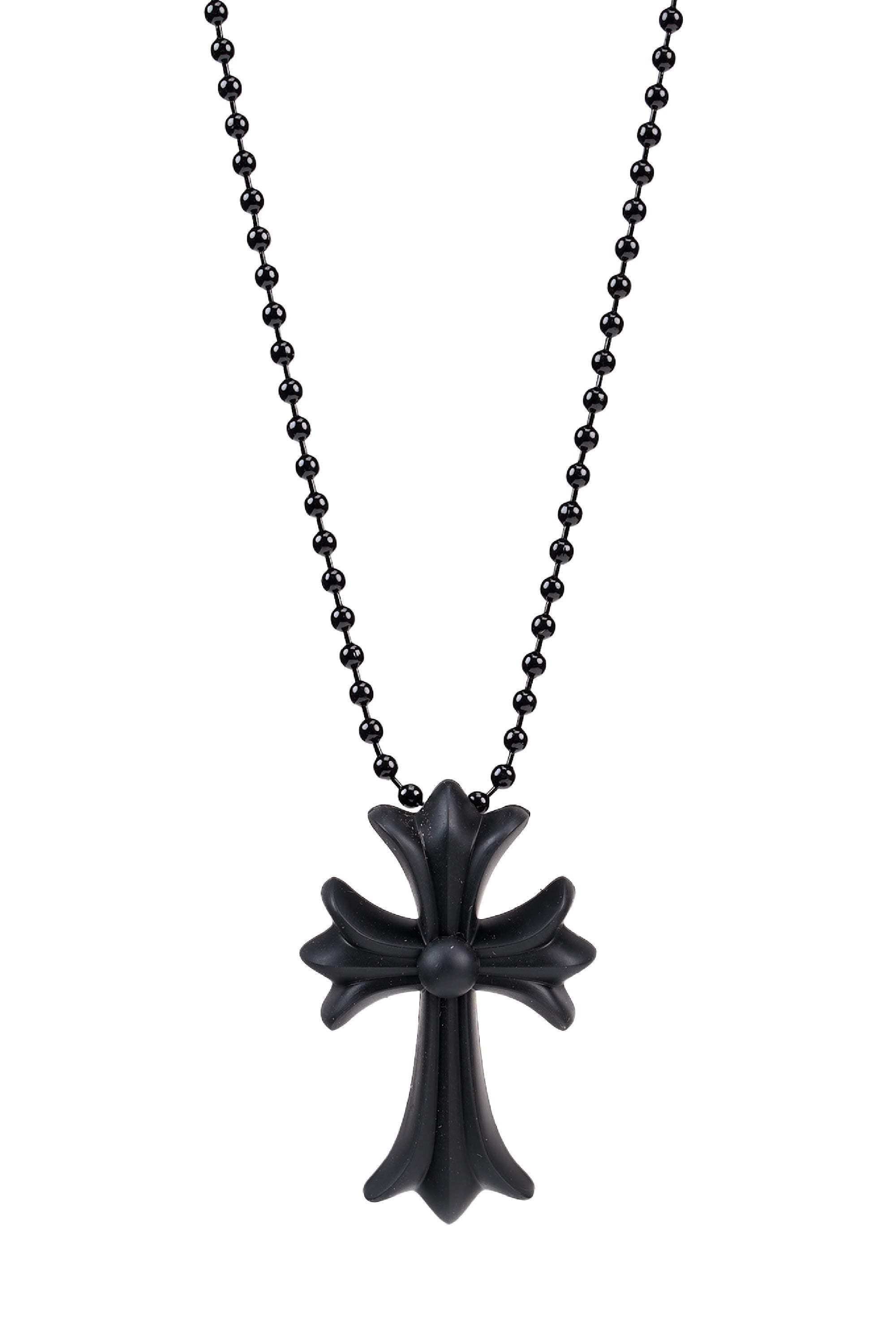 Silicone Small CH Cross Pendant with Ball Chain Necklaces	Matte Black