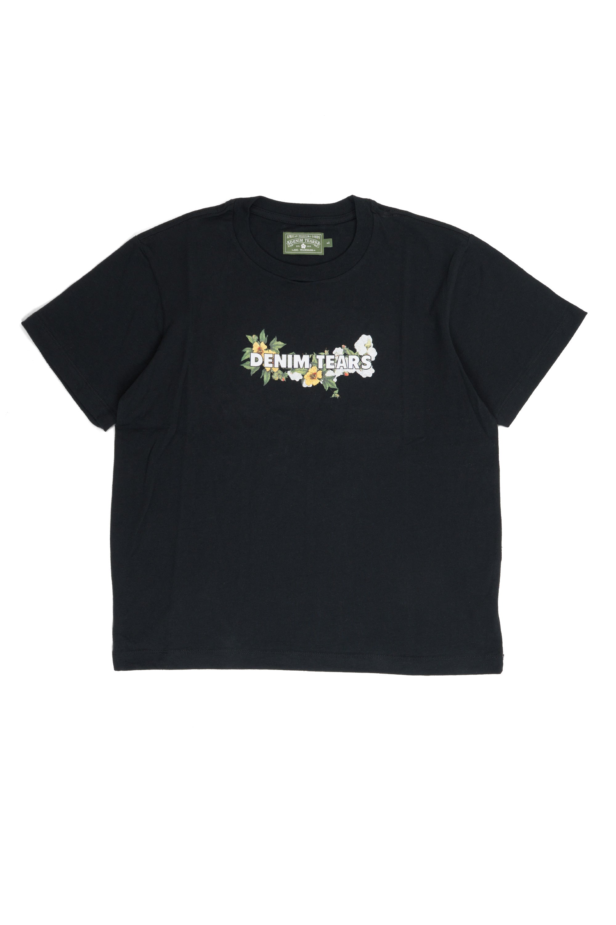 Cotton Floral Logo Tee	Black