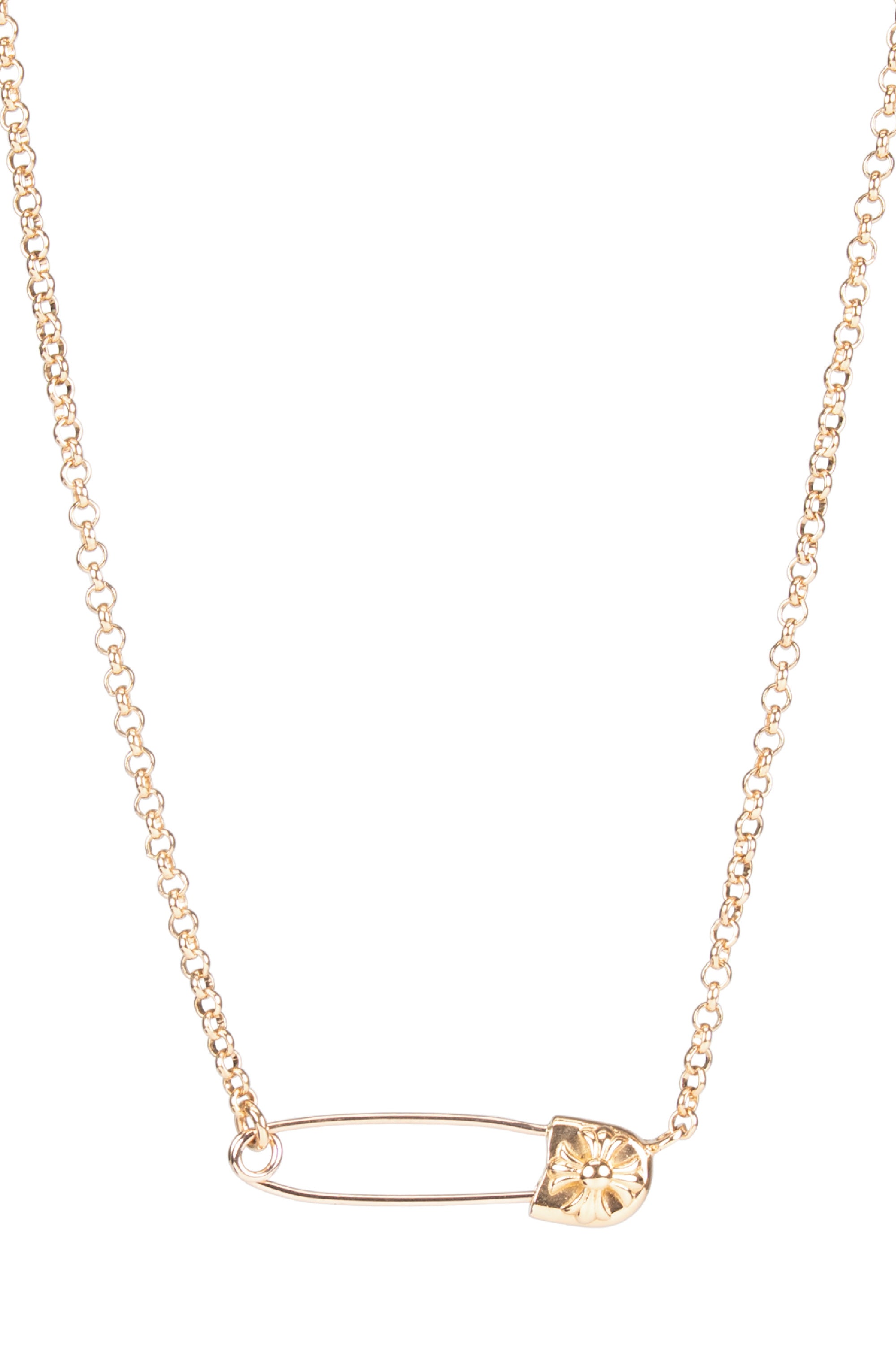 CH Plus Safety Pin Necklace 22K Gold