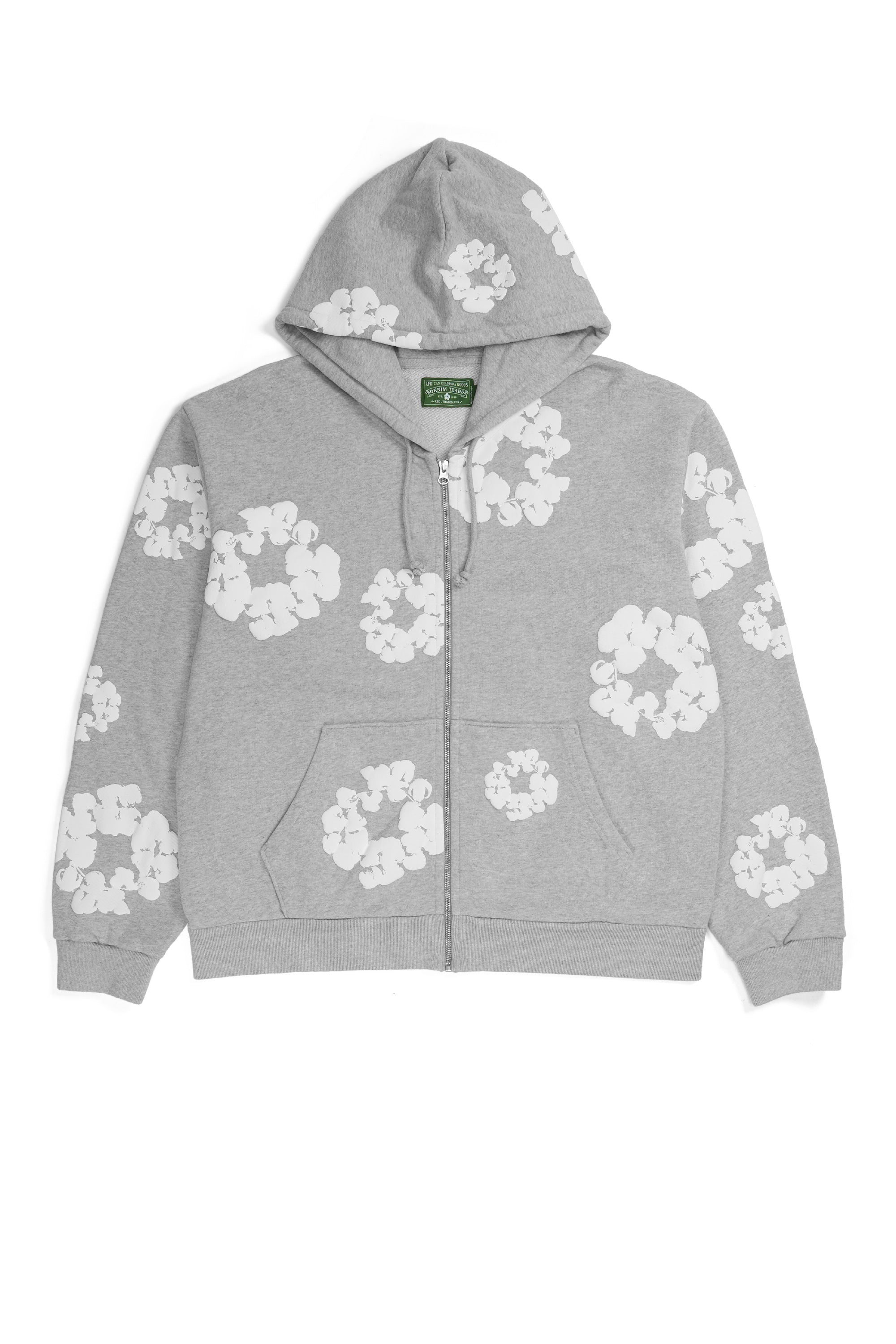 Cotton Wreath Zip Hoodie Grey