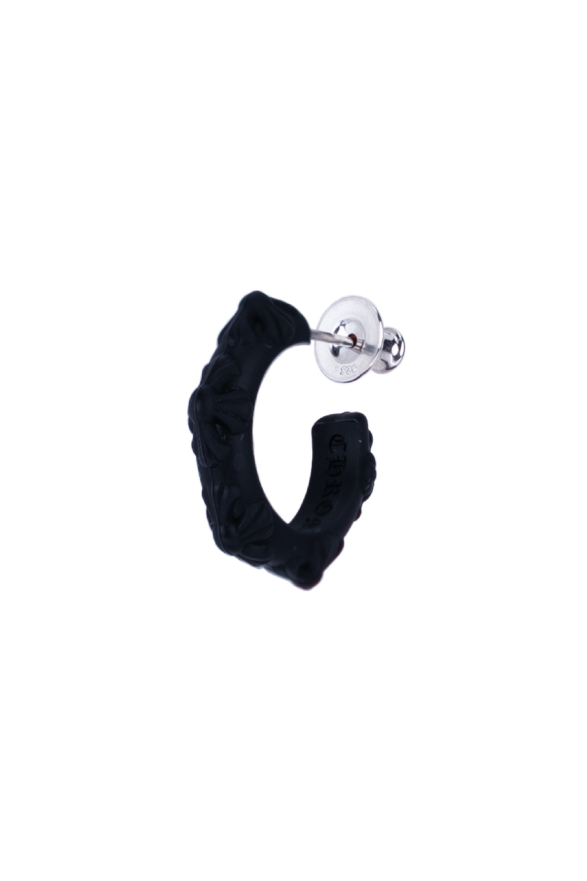 Silicone Hoop Cross Earrings Matte Black