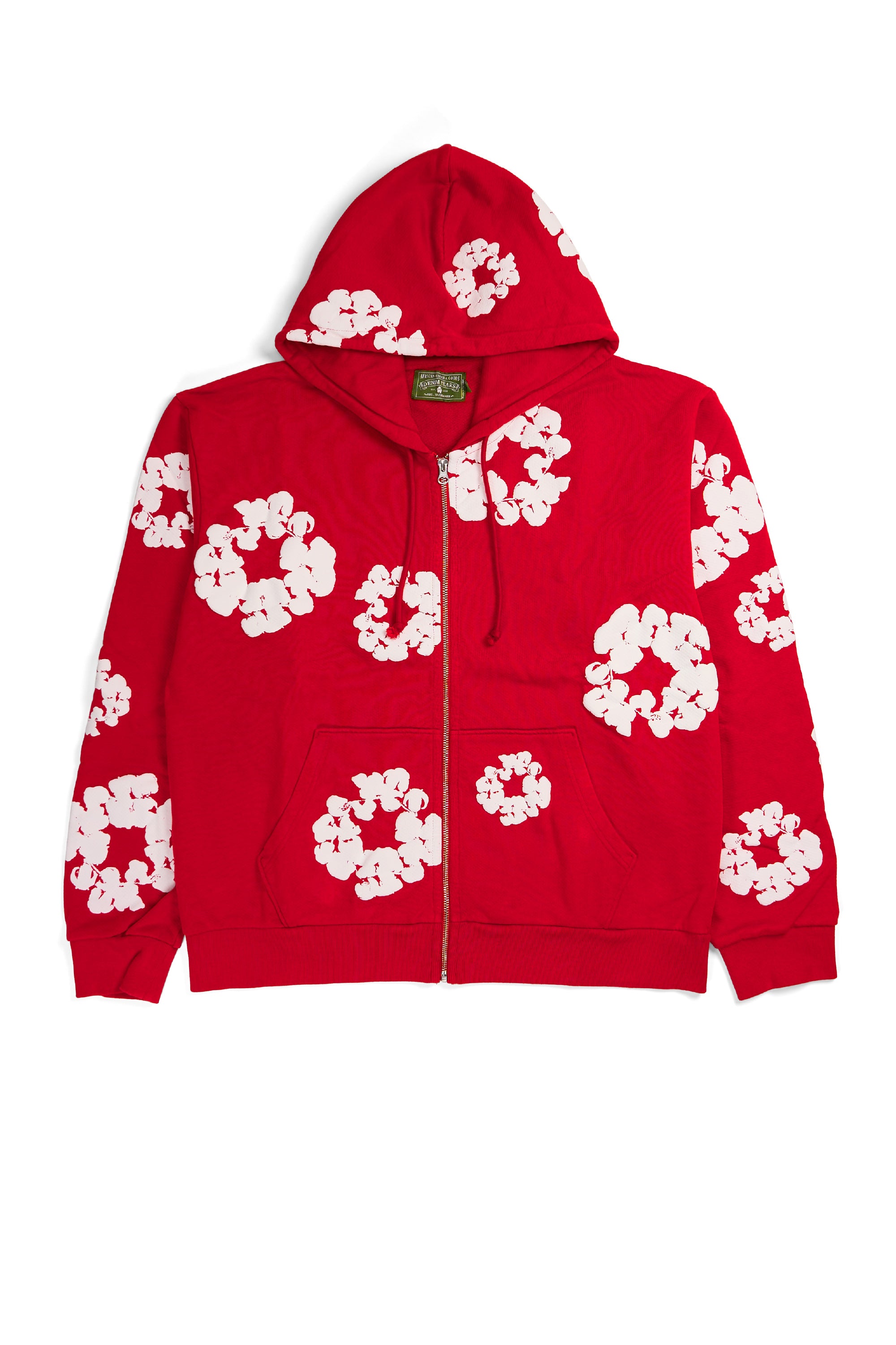Cotton Wreath Zip Hoodie Red