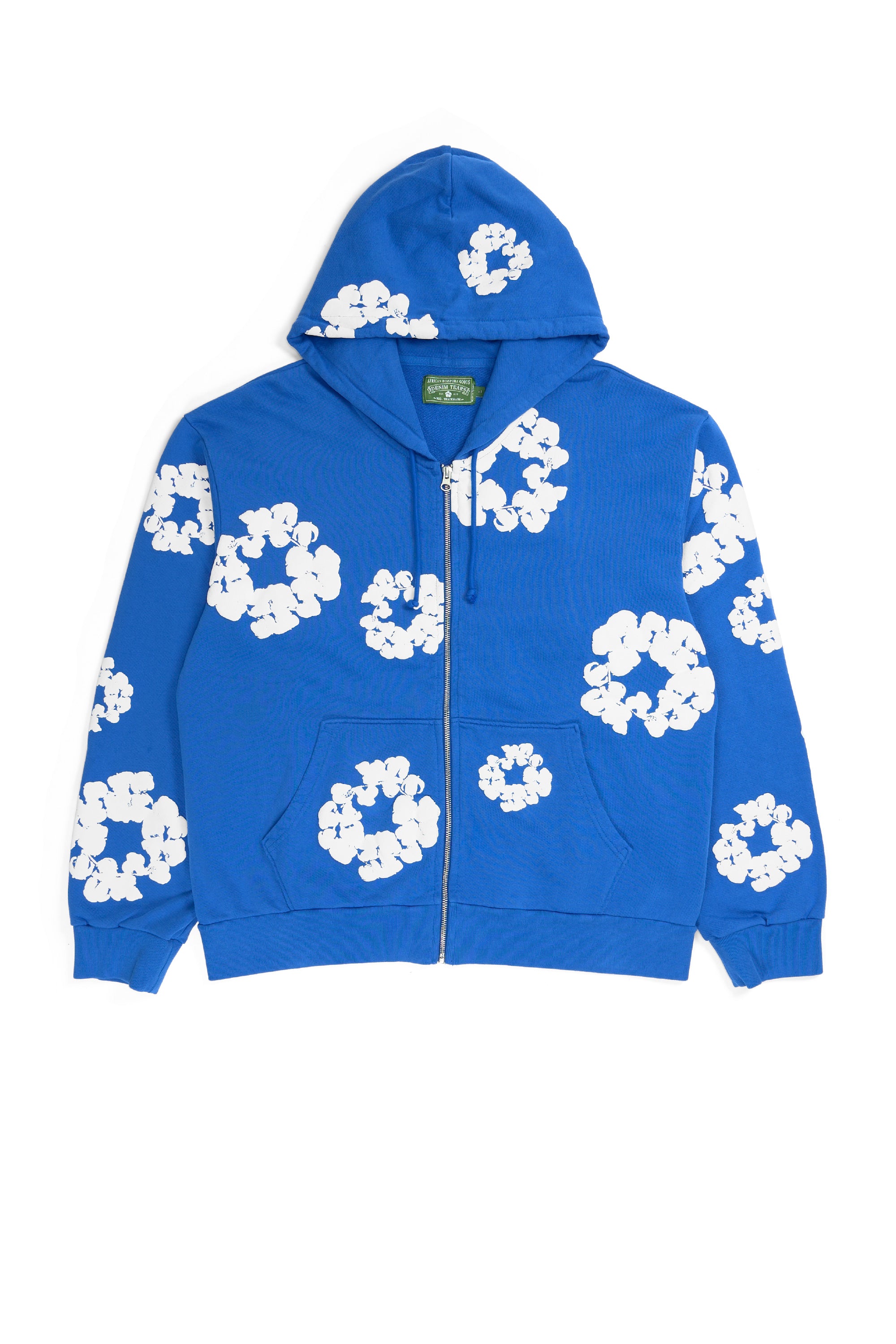 Cotton Wreath Zip Hoodie Blue