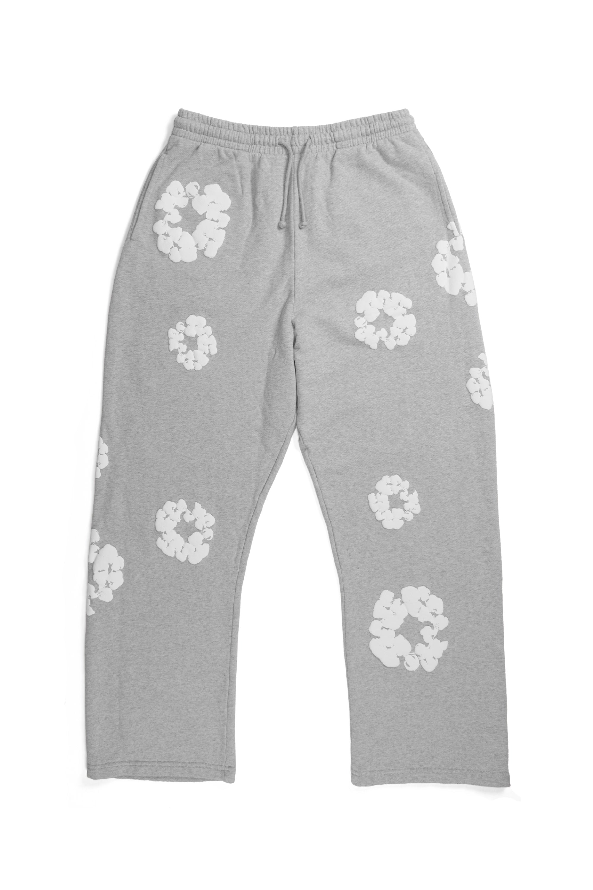 Cotton Wreath Baggy Sweatpants Grey