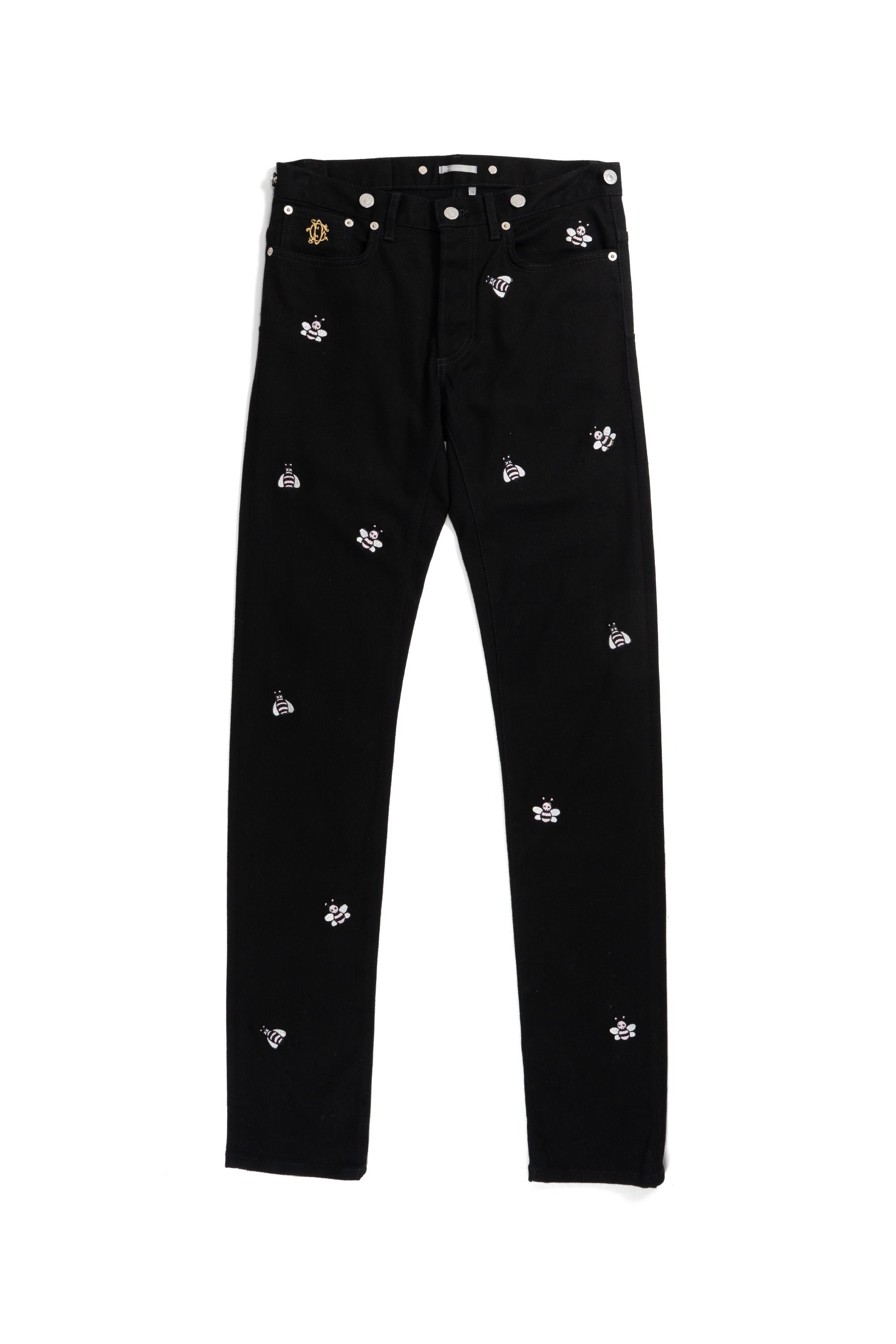 Bee Embroidery Jeans Black