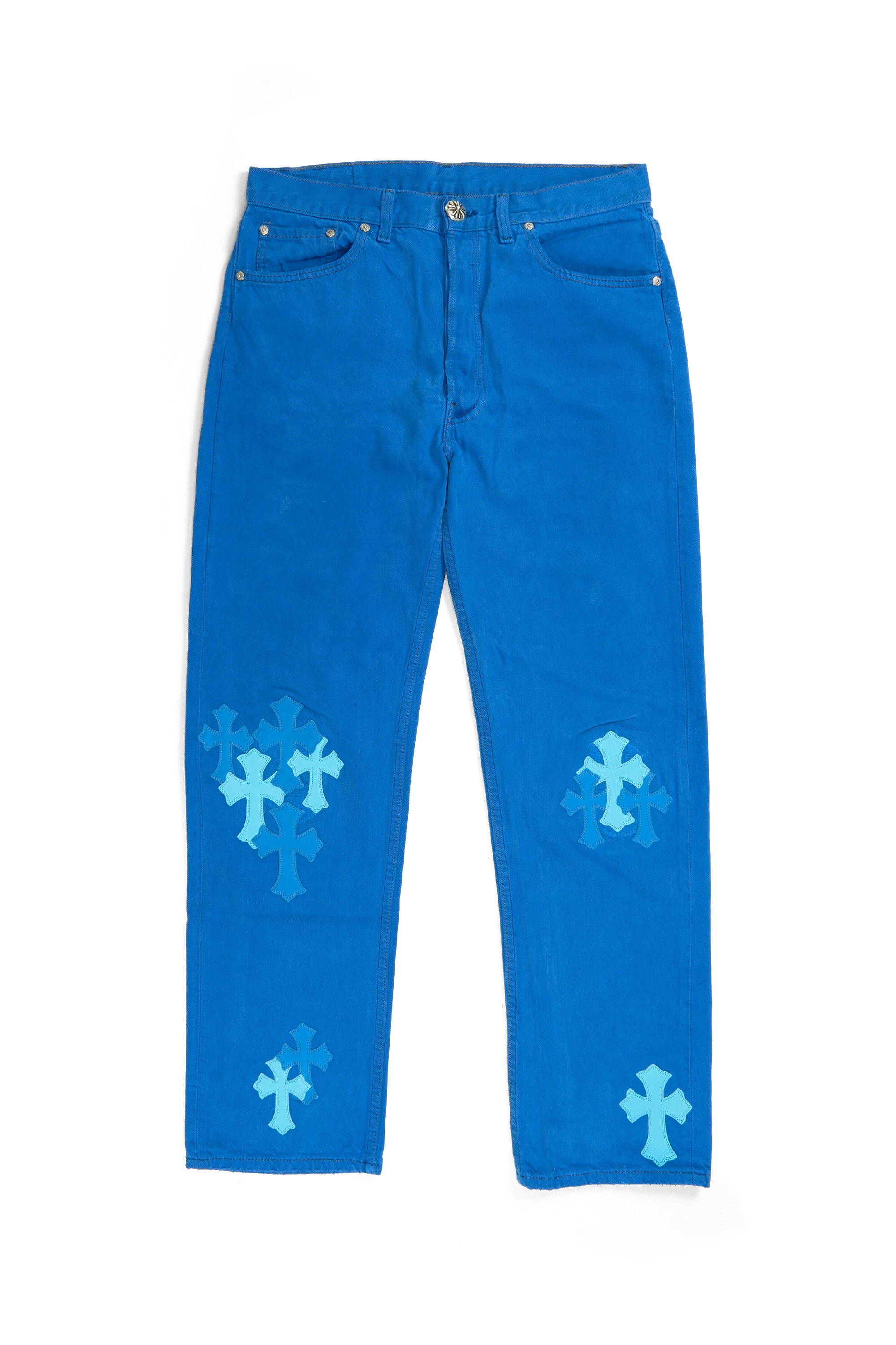 London Exclusive Levi's 501 Blue & Light Blue Cross Patch Jeans Blue