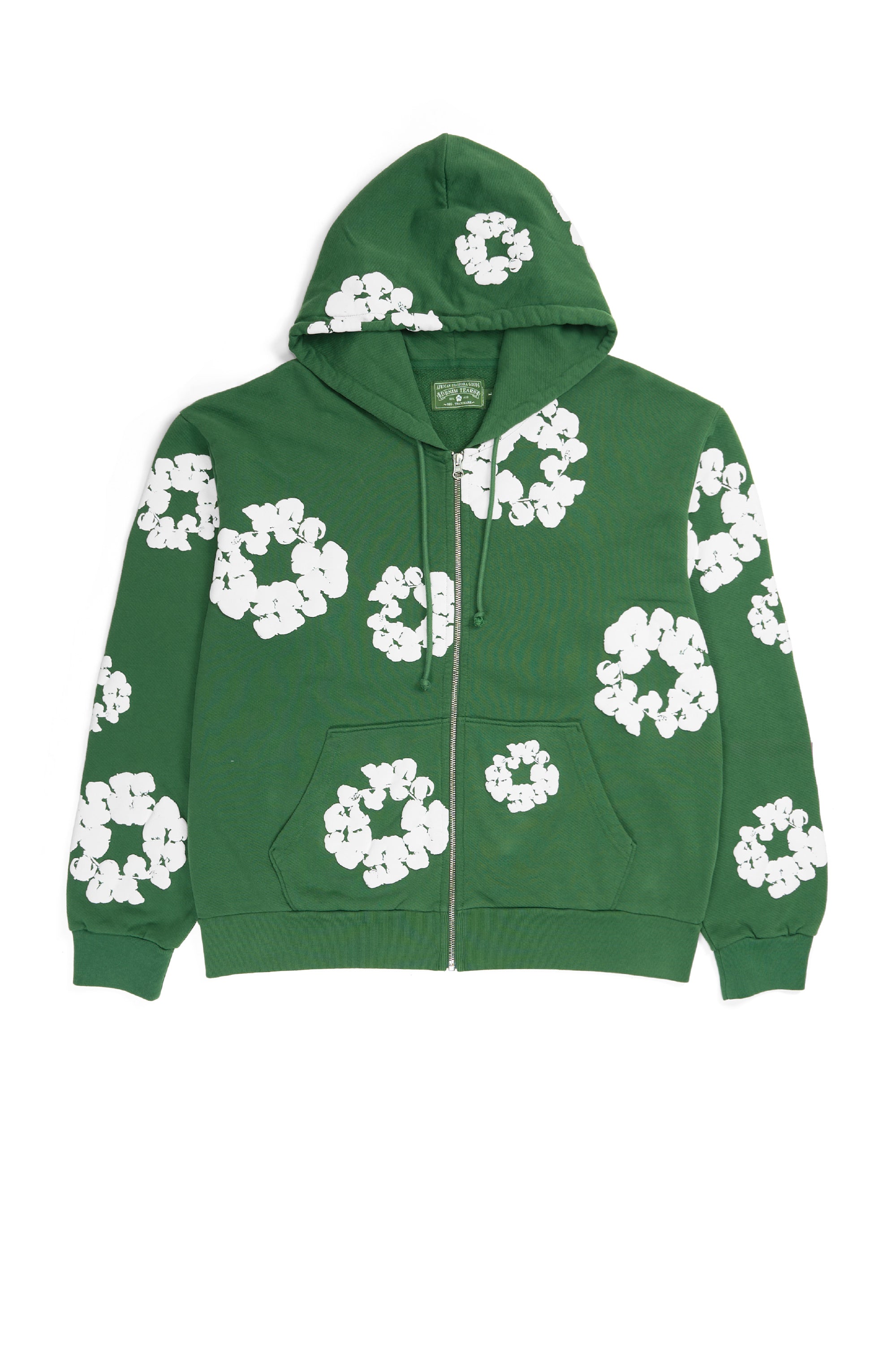 Cotton Wreath Zip Hoodie Green