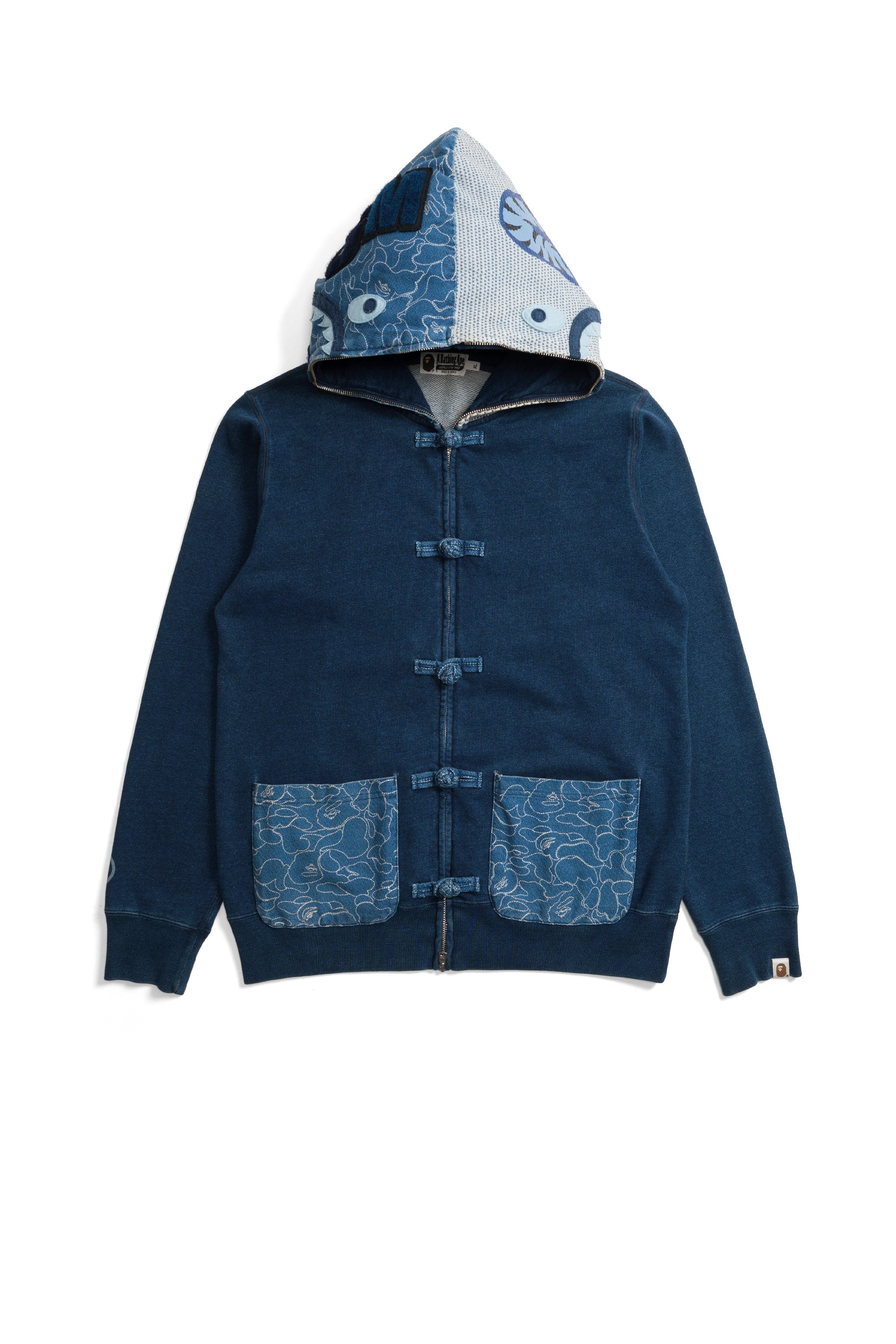 Indigo Shark Button Hoodie Indigo