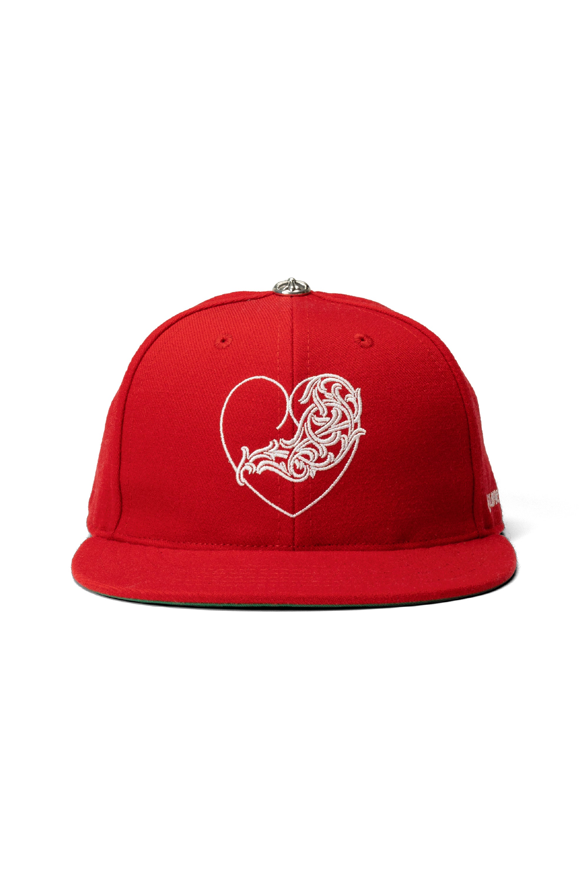 Wool Acrylic Serge Viny Hearts Fitted Hat Red