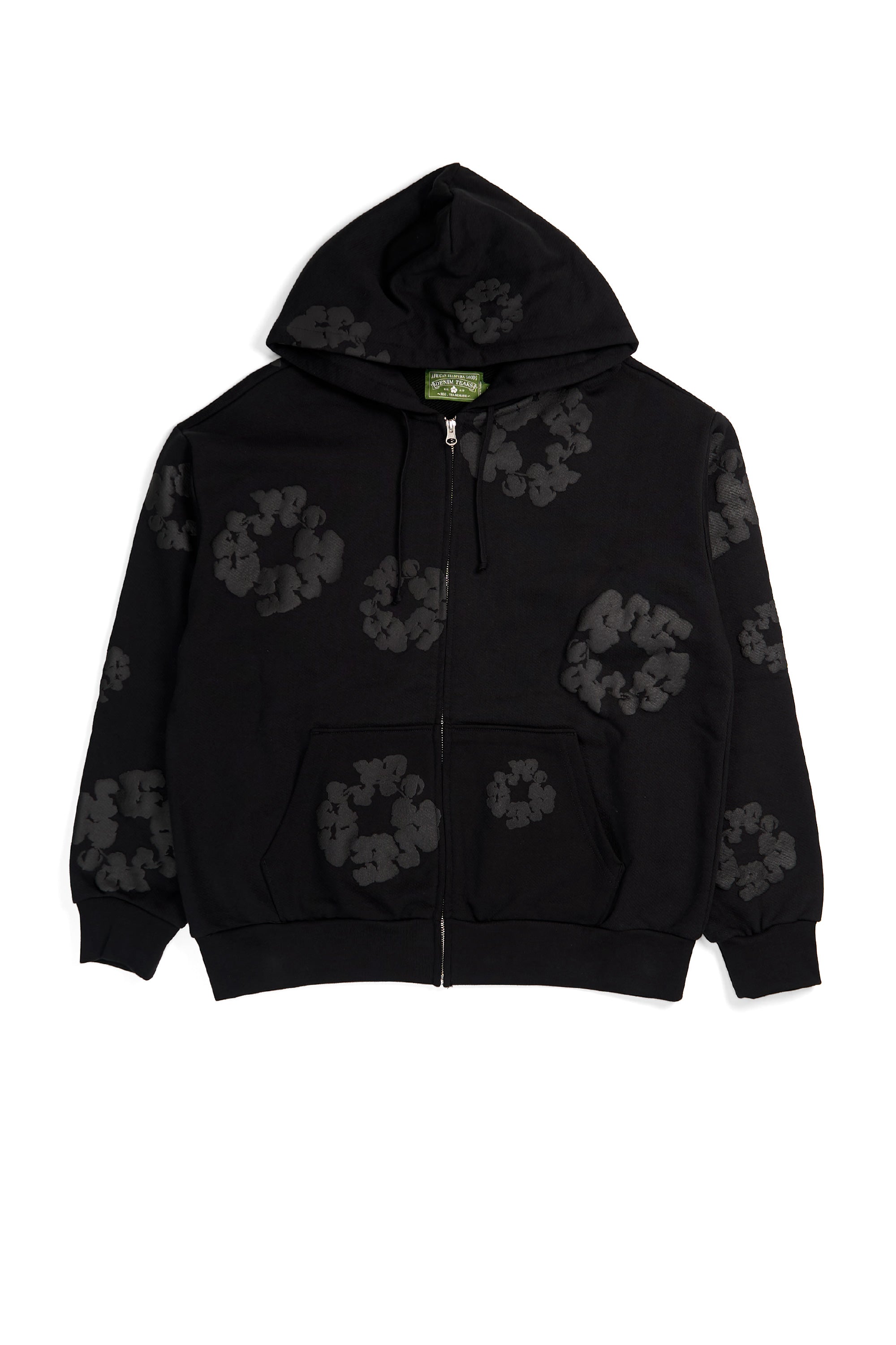 Mono Cotton Wreath Zip Hoodie Black