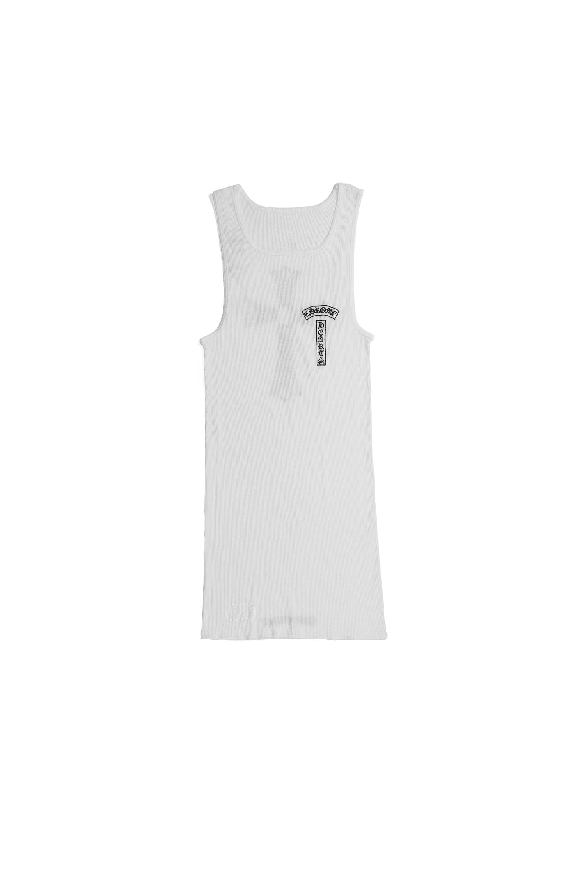 T-Bar, Cross Logo  Rib Tank White