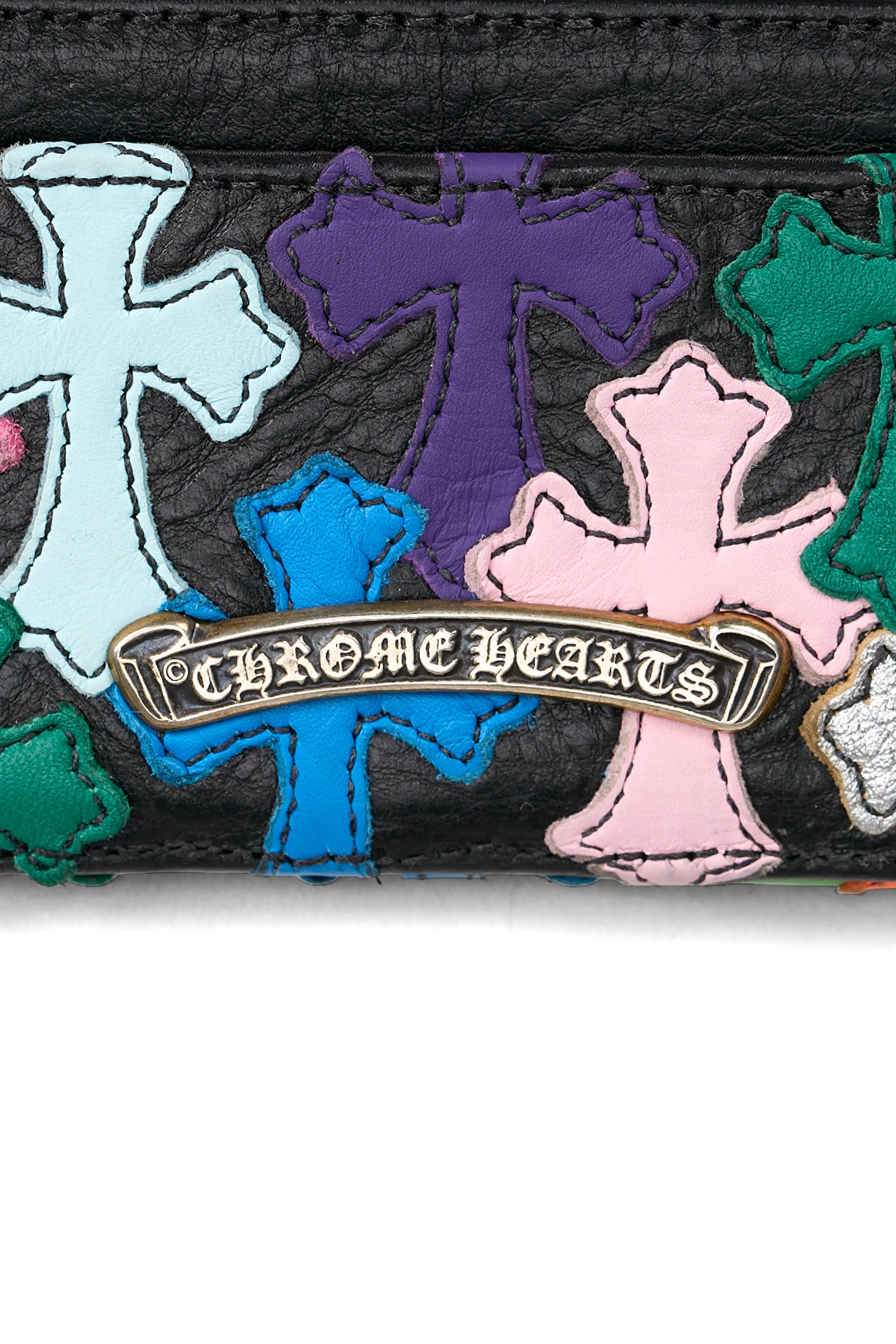 Multicolor Cross Patch Card Case Double Side Black