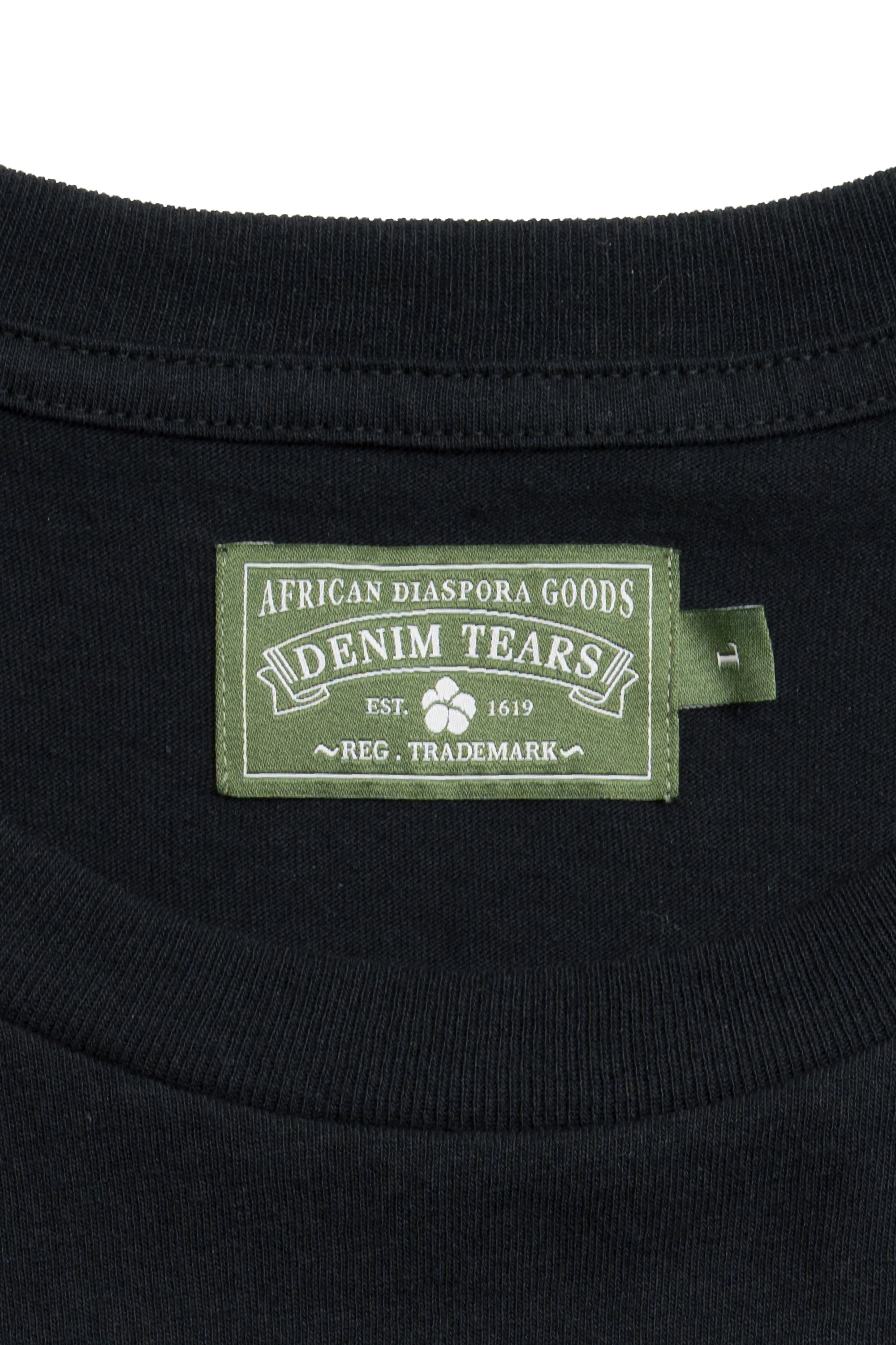 Cotton Floral Logo Tee	Black