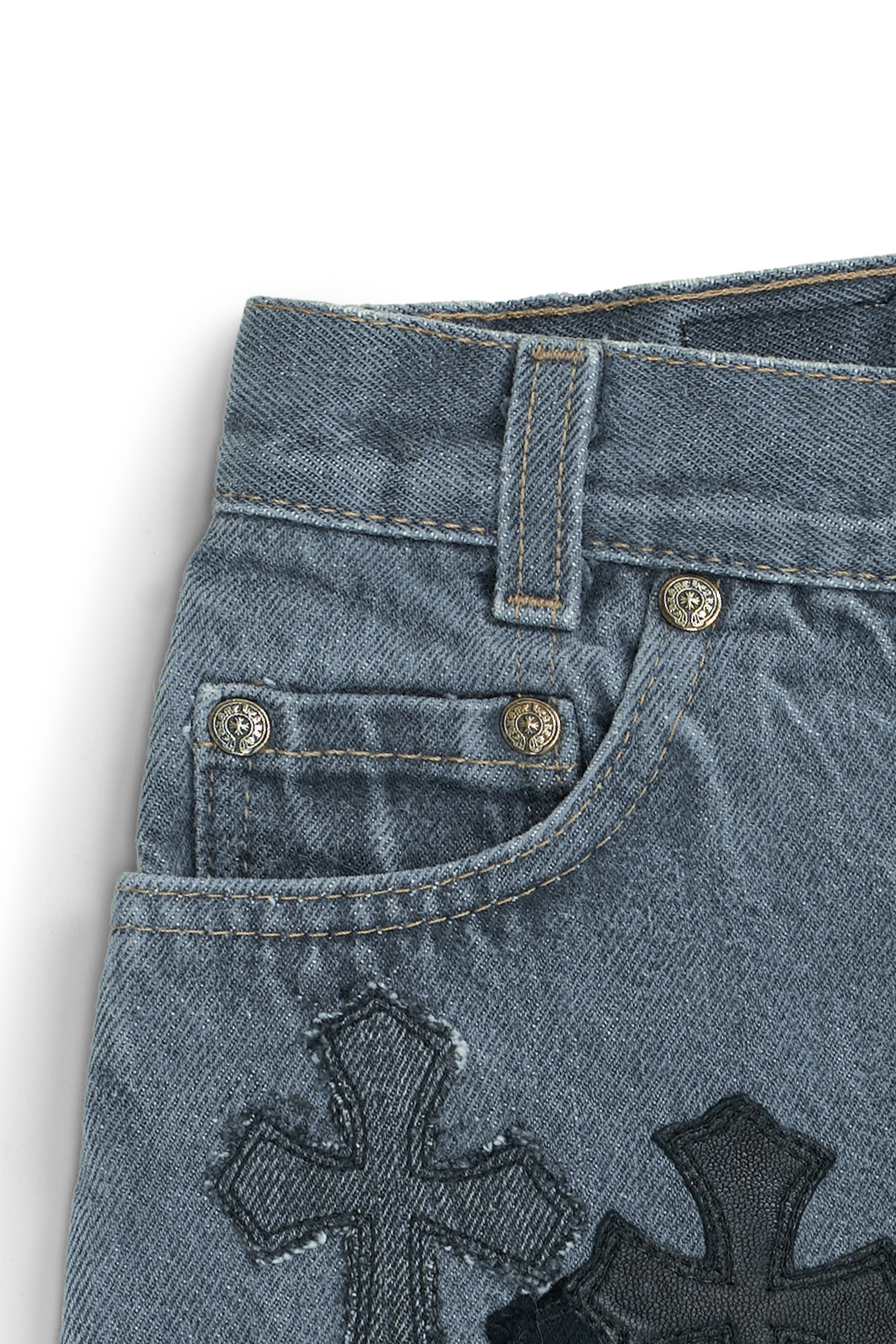 Levi's 501 Denim & Leather Cross Patch with Silver Cross Jeans Black