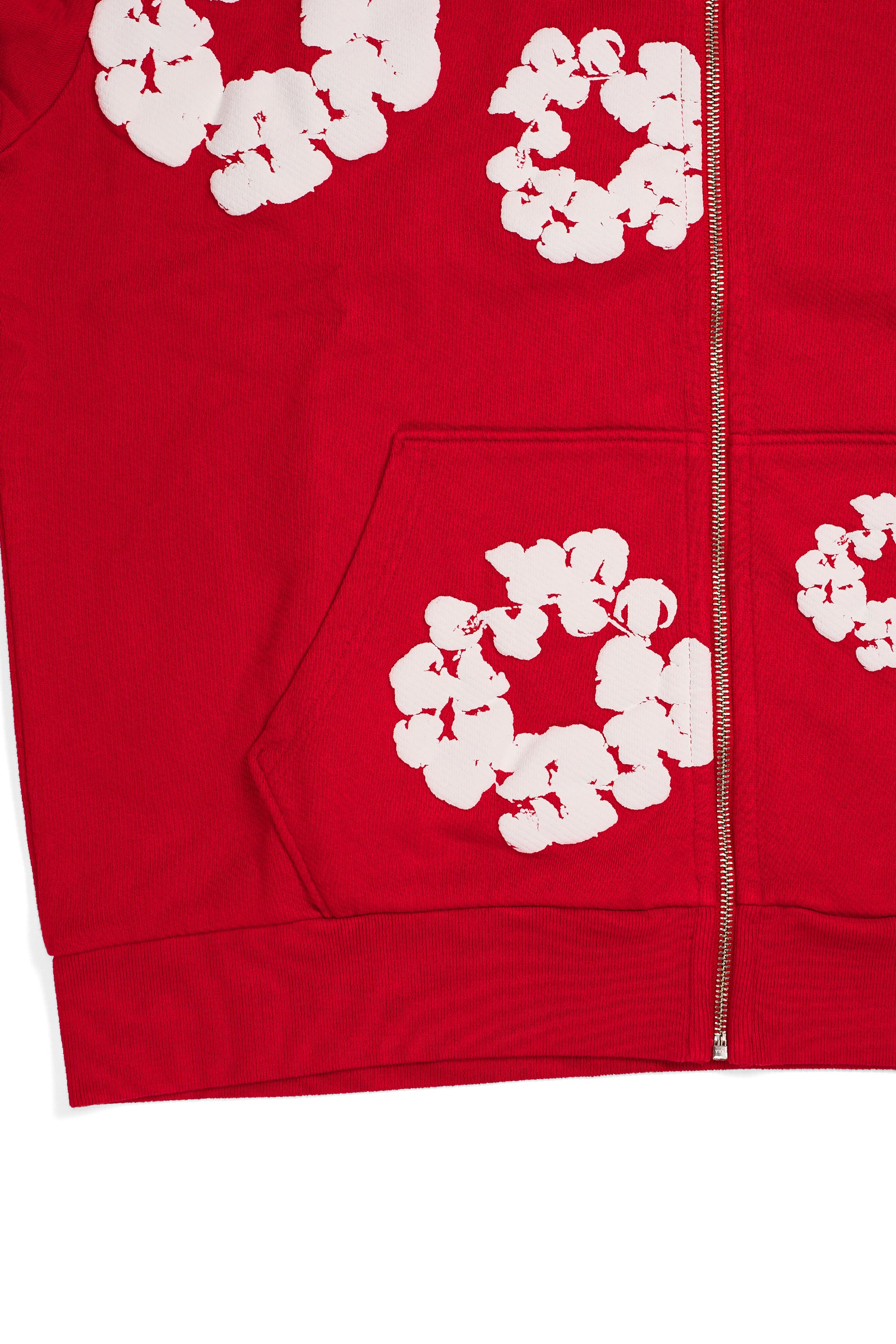 Cotton Wreath Zip Hoodie Red