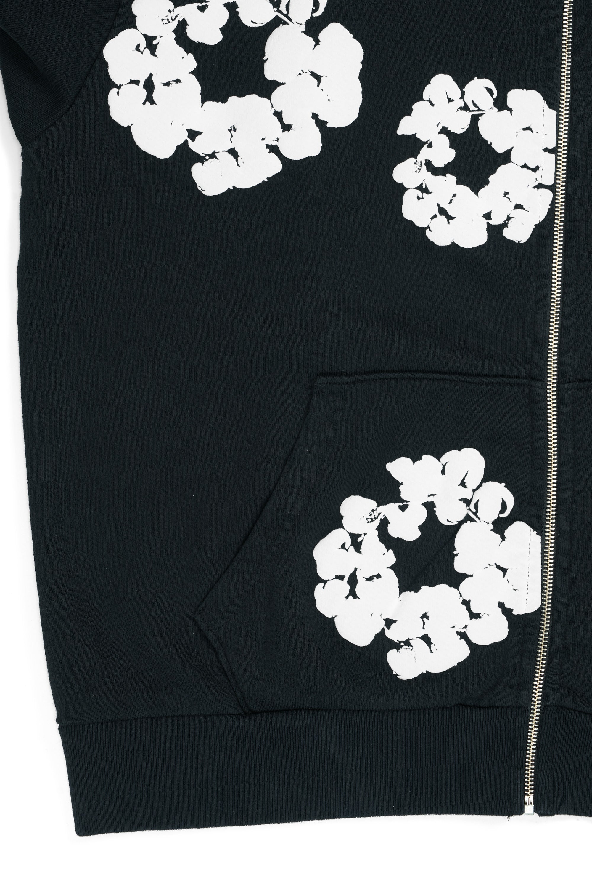 Cotton Wreath Zip Hoodie Black