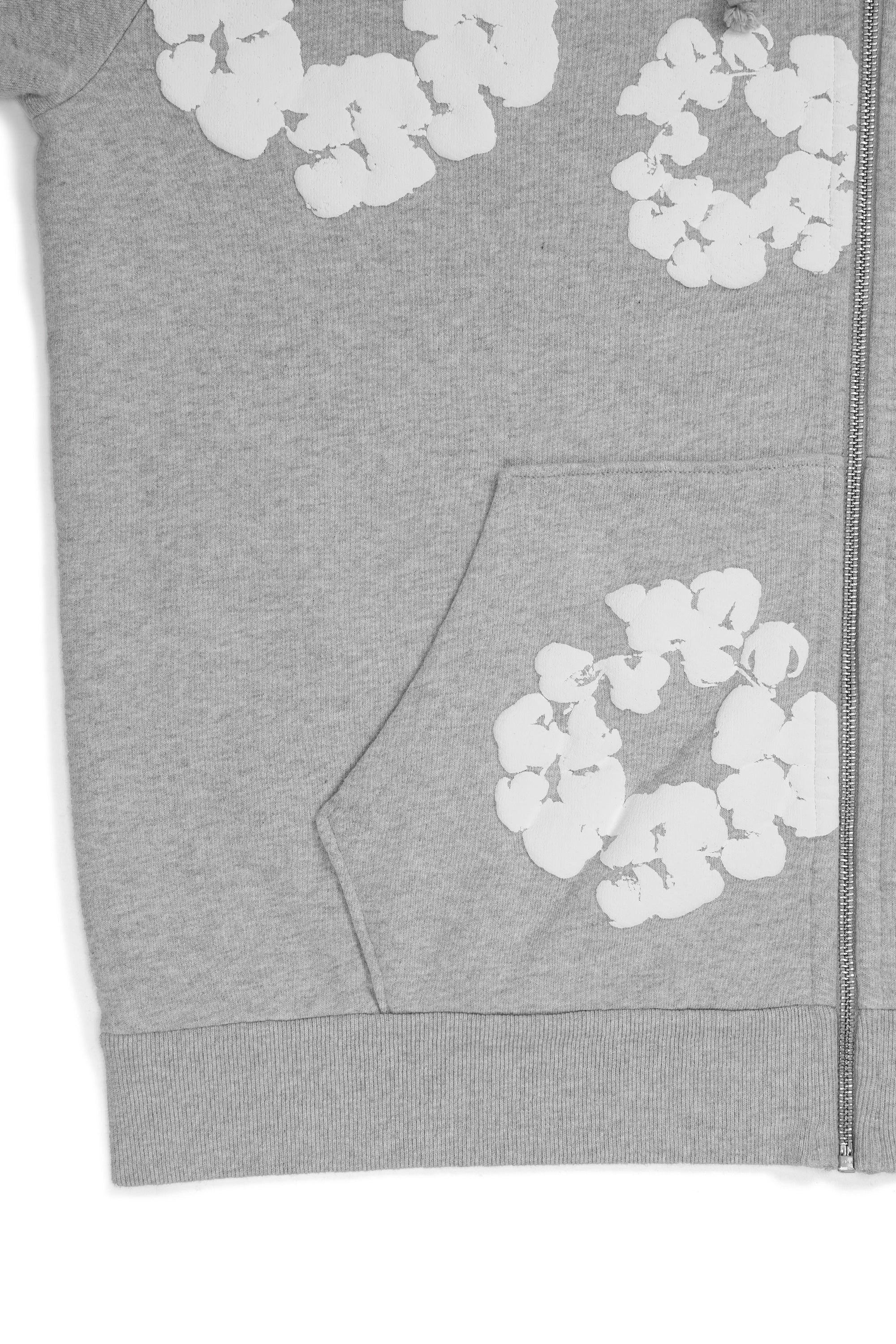 Cotton Wreath Zip Hoodie Grey