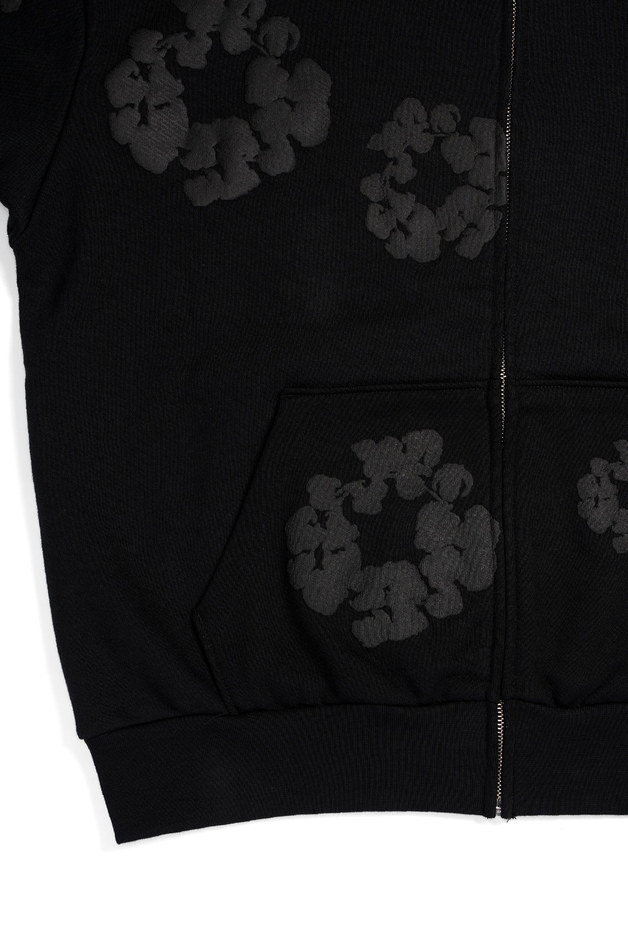 Mono Cotton Wreath Zip Hoodie Black