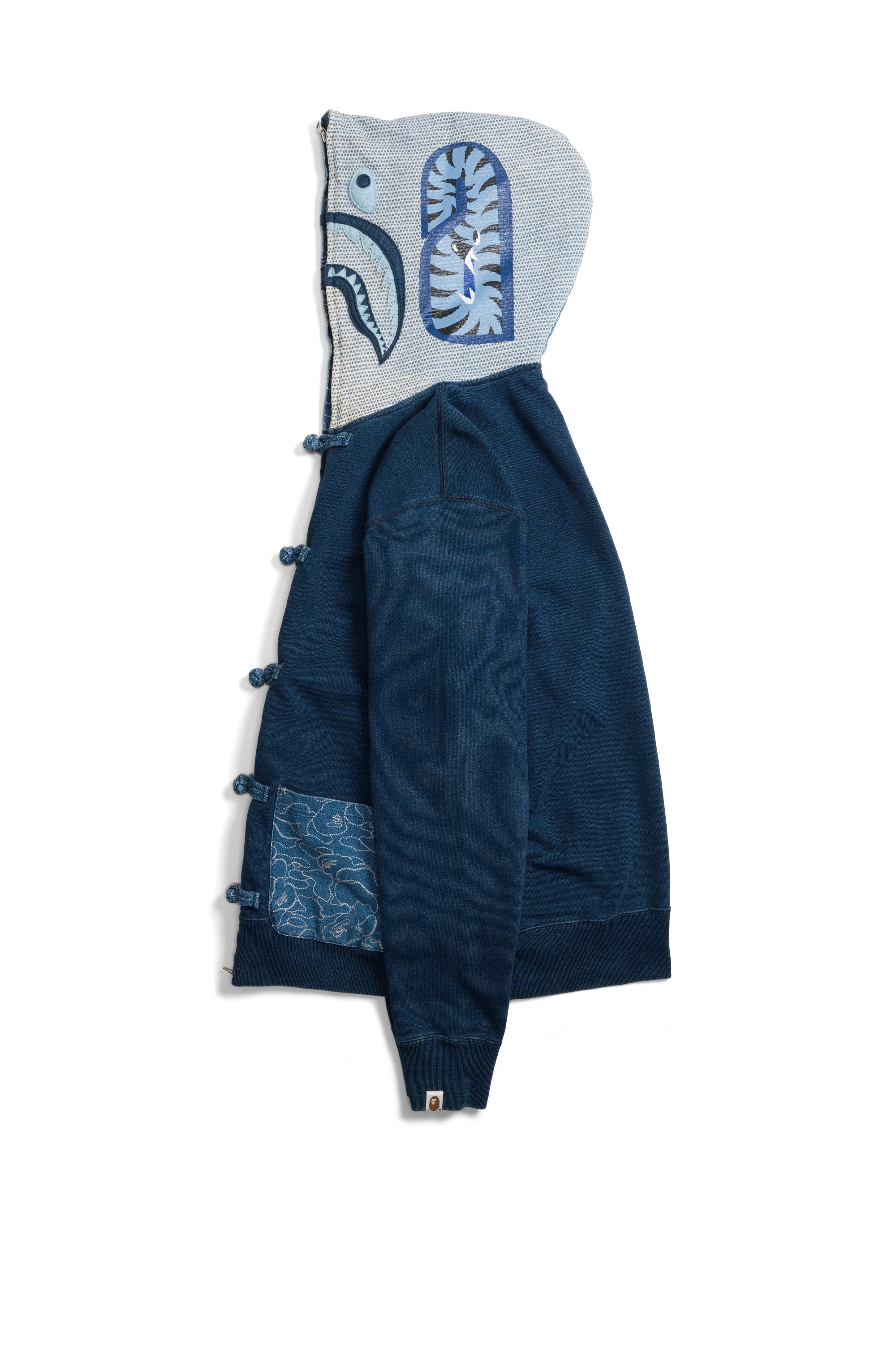 Indigo Shark Button Hoodie Indigo