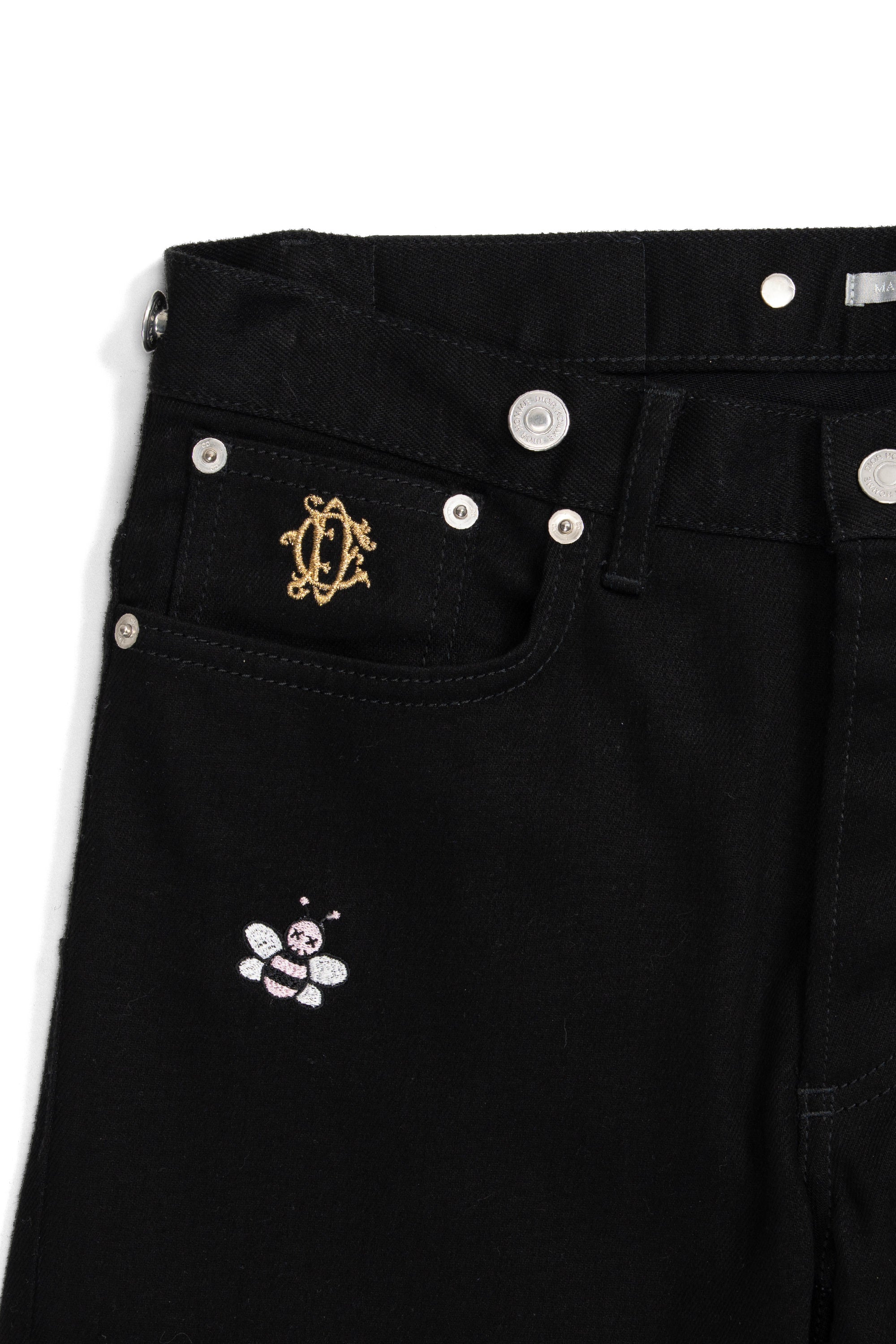 Bee Embroidery Jeans Black