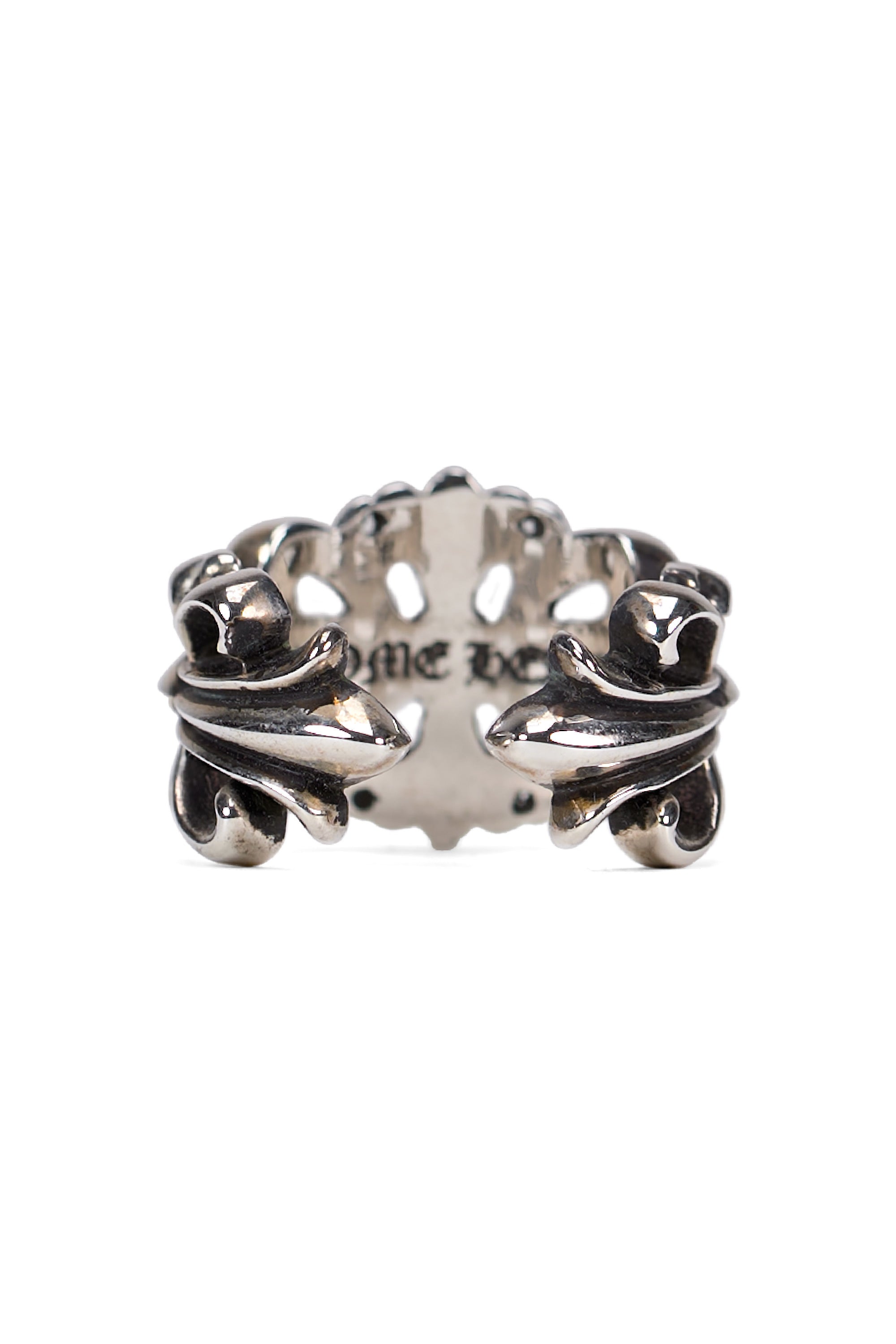 Double Floral Cross Ring Silver