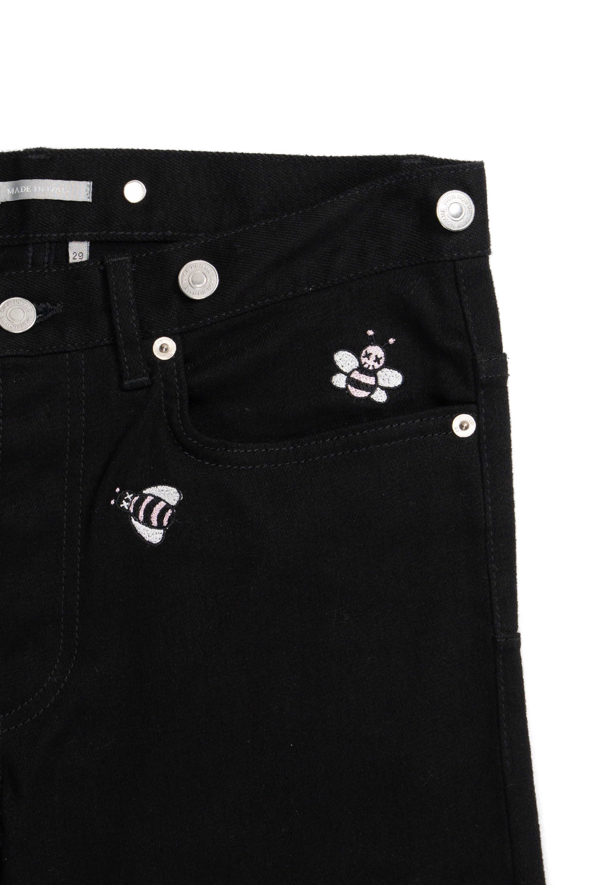 Bee Embroidery Jeans Black
