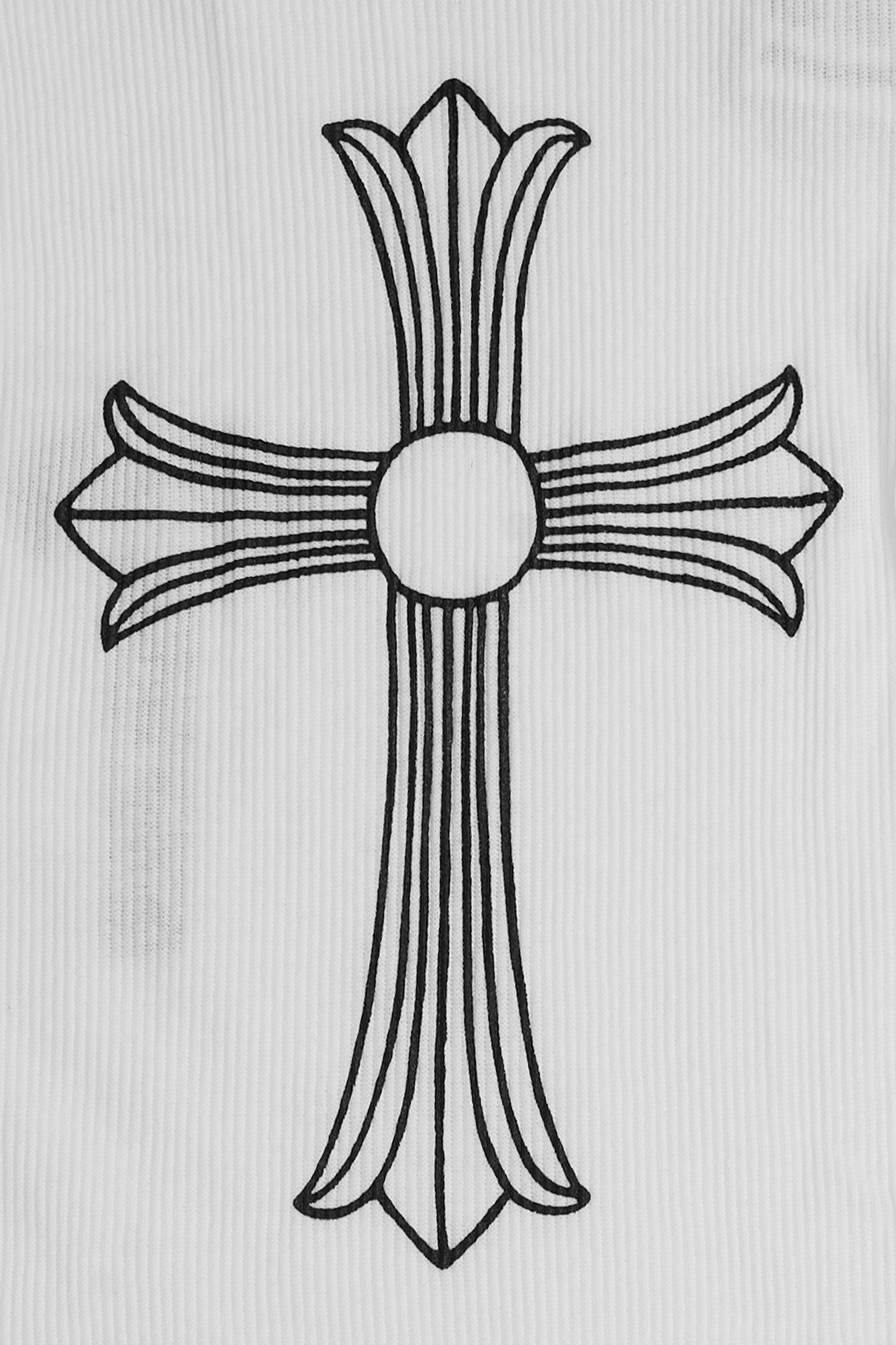 T-Bar, Cross Logo  Rib Tank White