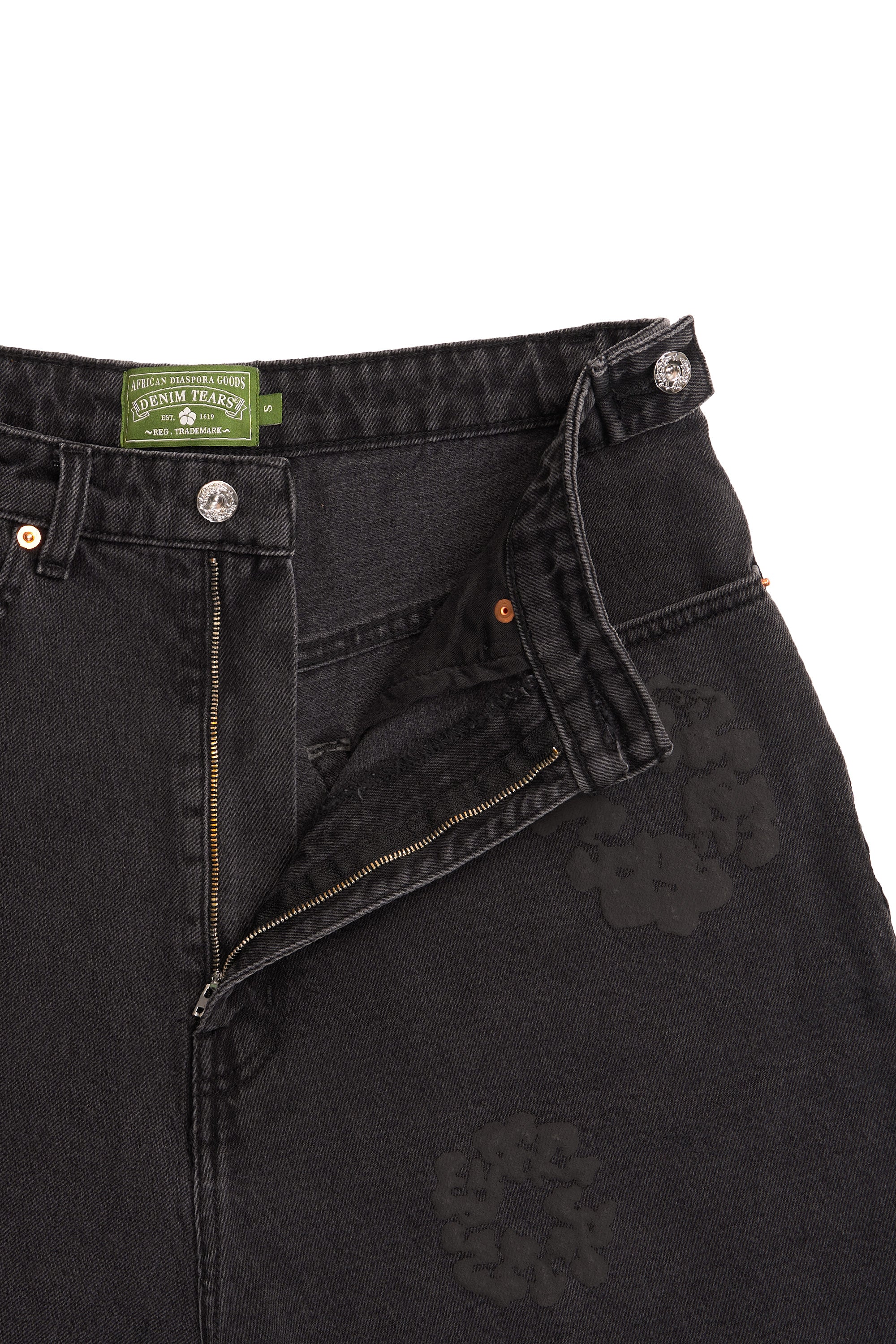 Mono Cotton Wreath Denim Shorts Black