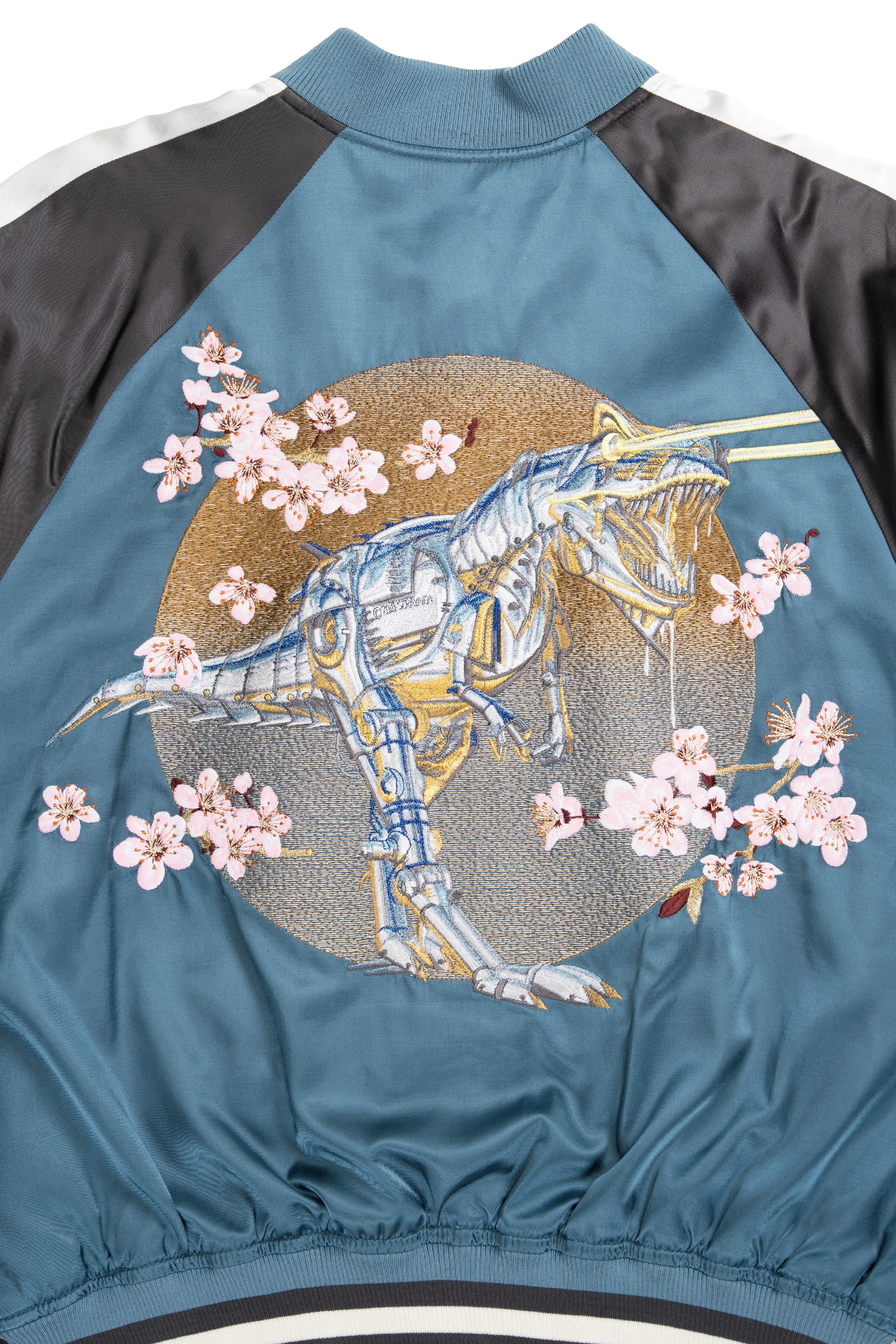 Embroidered Souvenir Bomber Jacket Teal