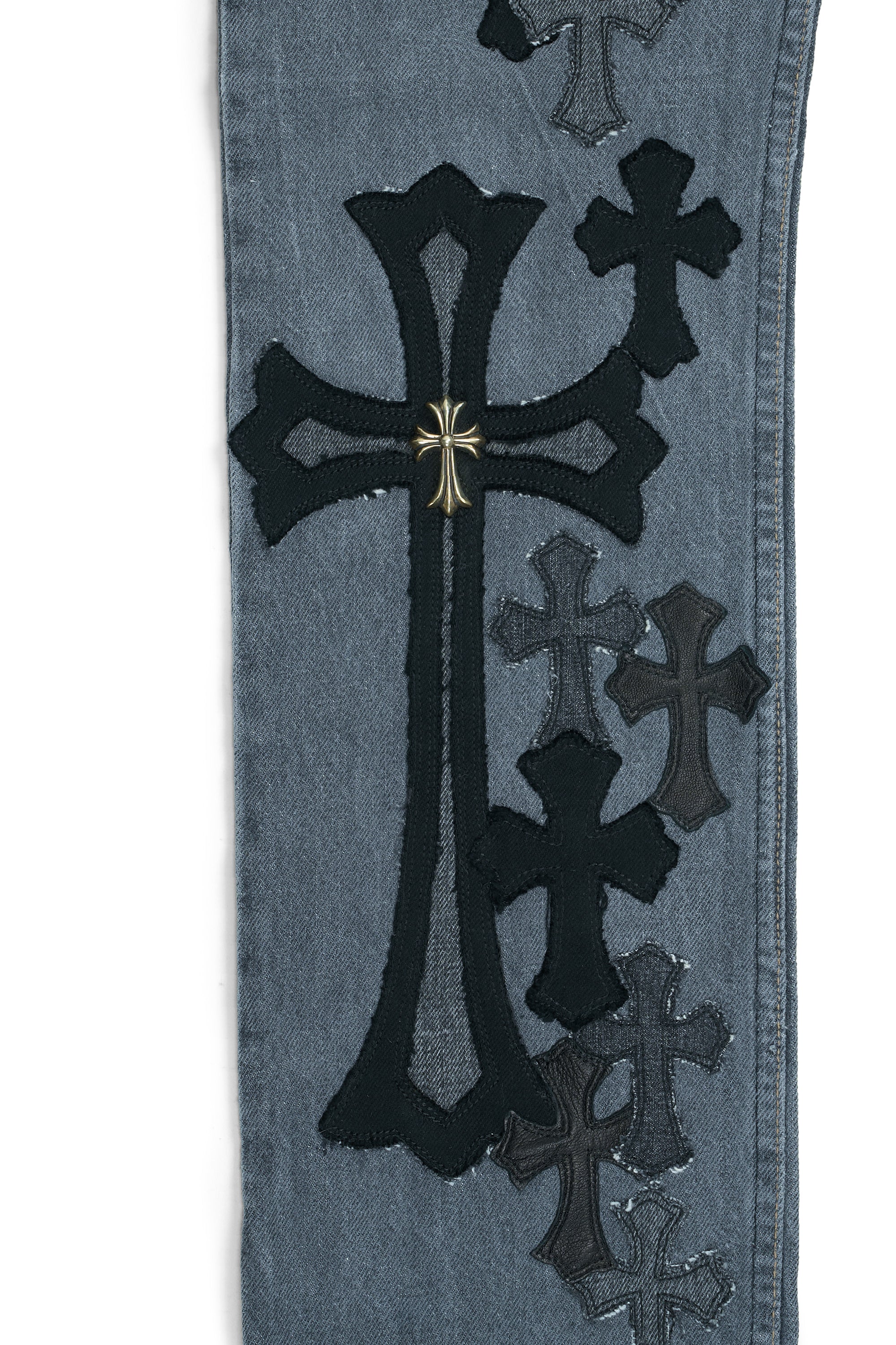 Levi's 501 Denim & Leather Cross Patch with Silver Cross Jeans Black