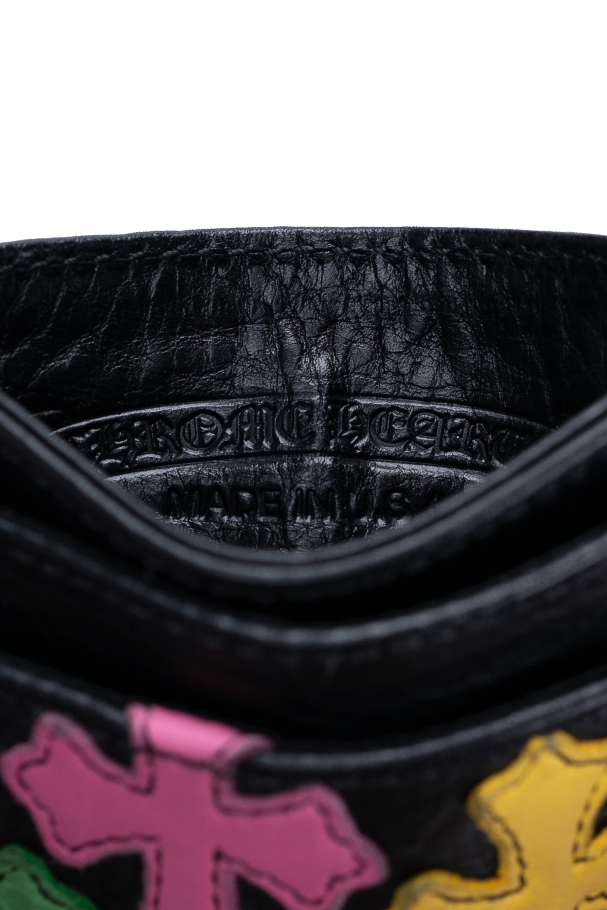 Multicolor Cross Patch Card Case Double Side Black