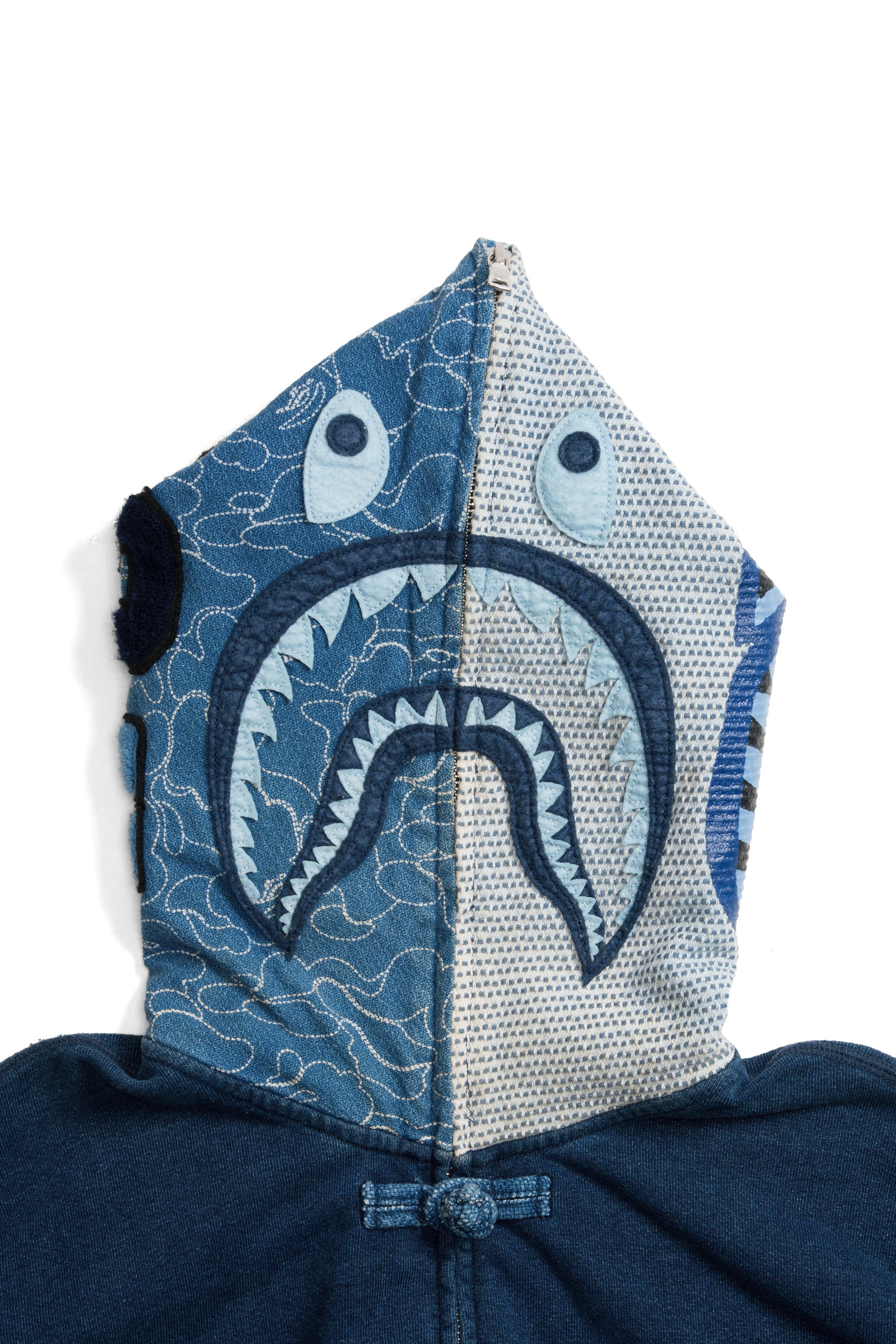 Indigo Shark Button Hoodie Indigo