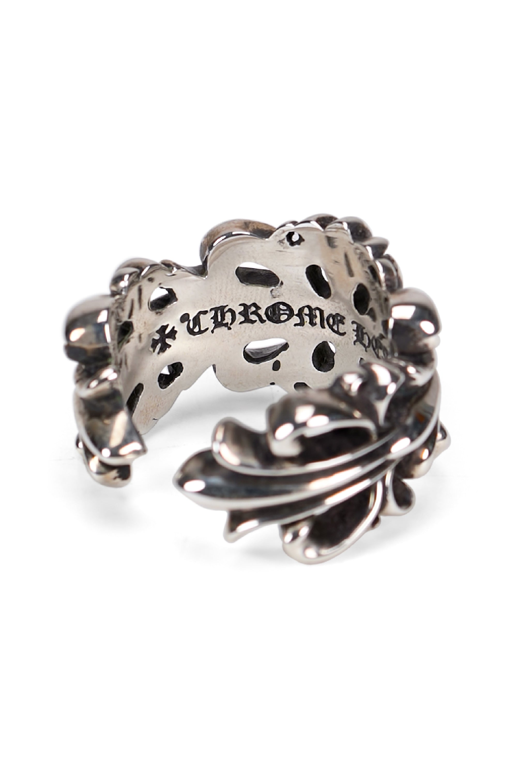 Double Floral Cross Ring Silver