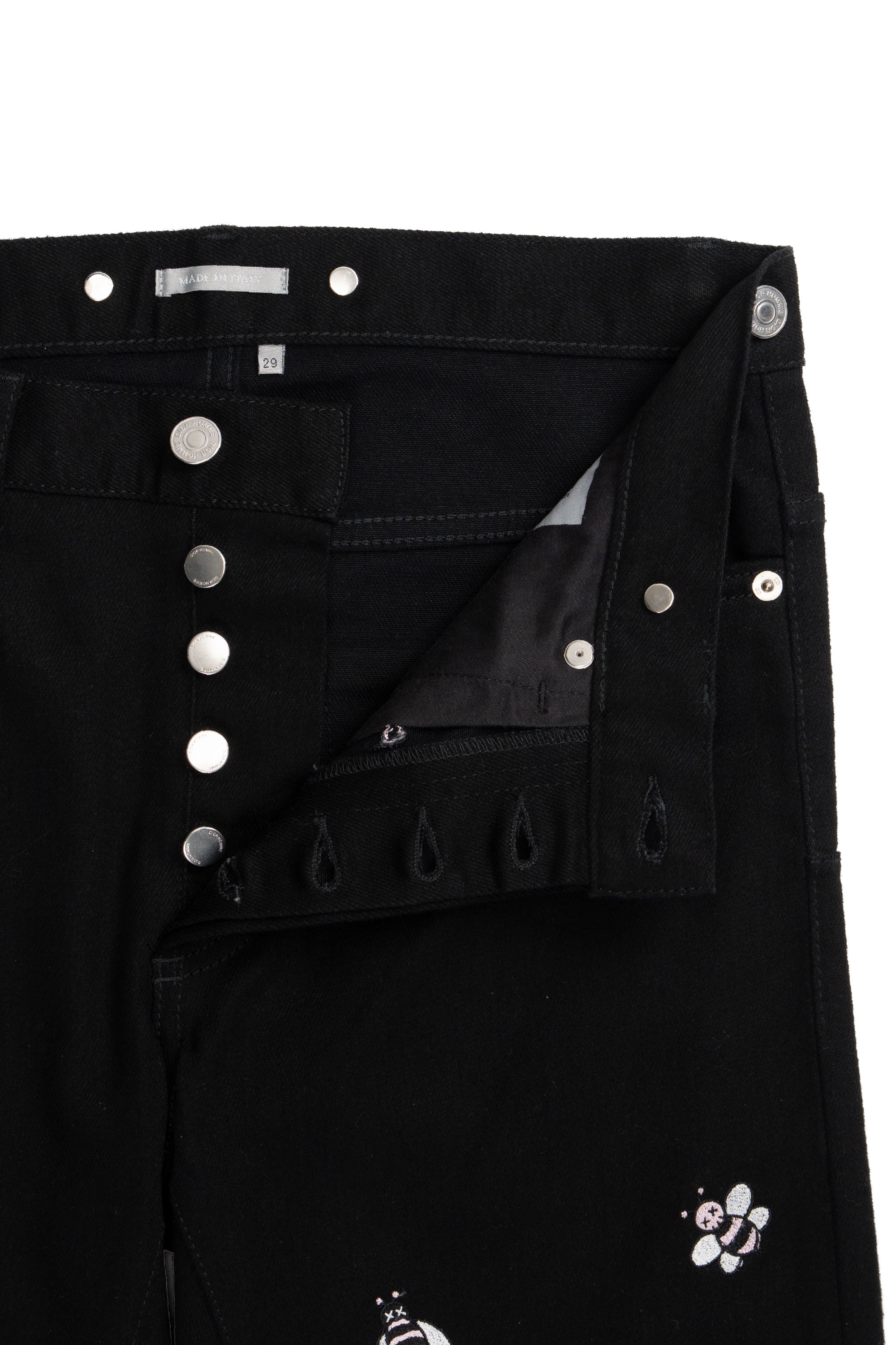 Bee Embroidery Jeans Black
