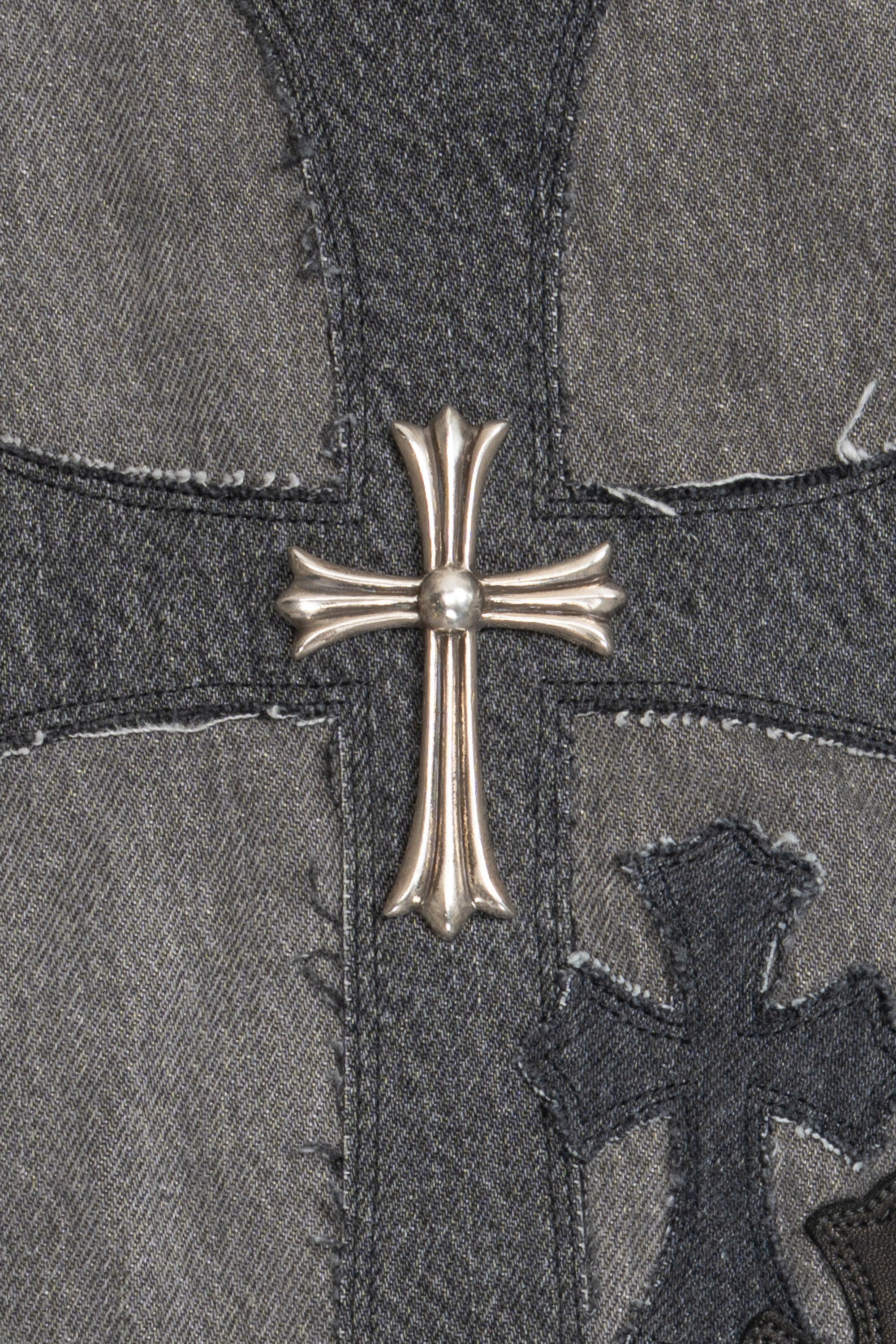 Levi's 501 Denim, Leather Cross Patch with Silver Cross Jeans Black