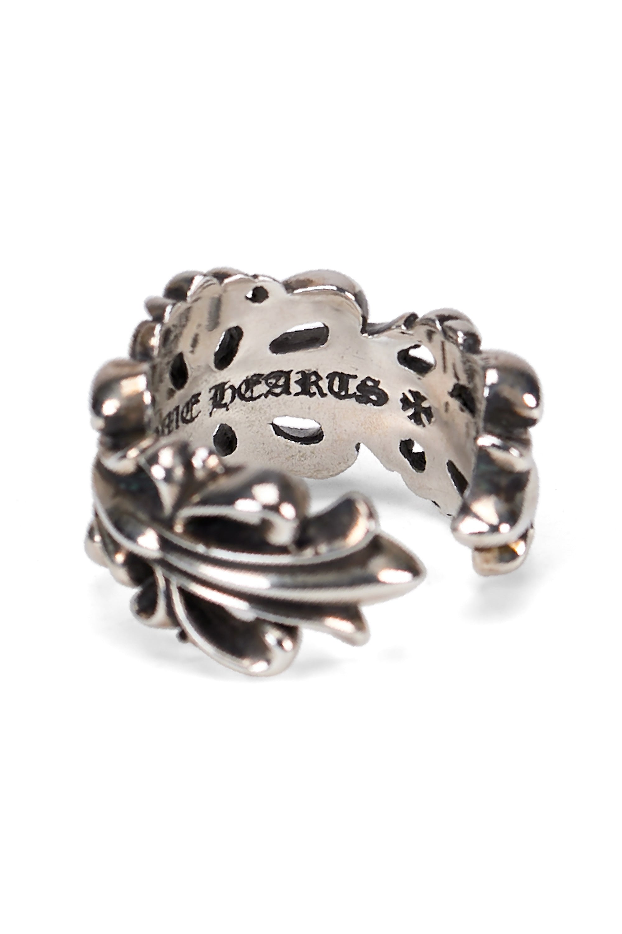 Double Floral Cross Ring Silver