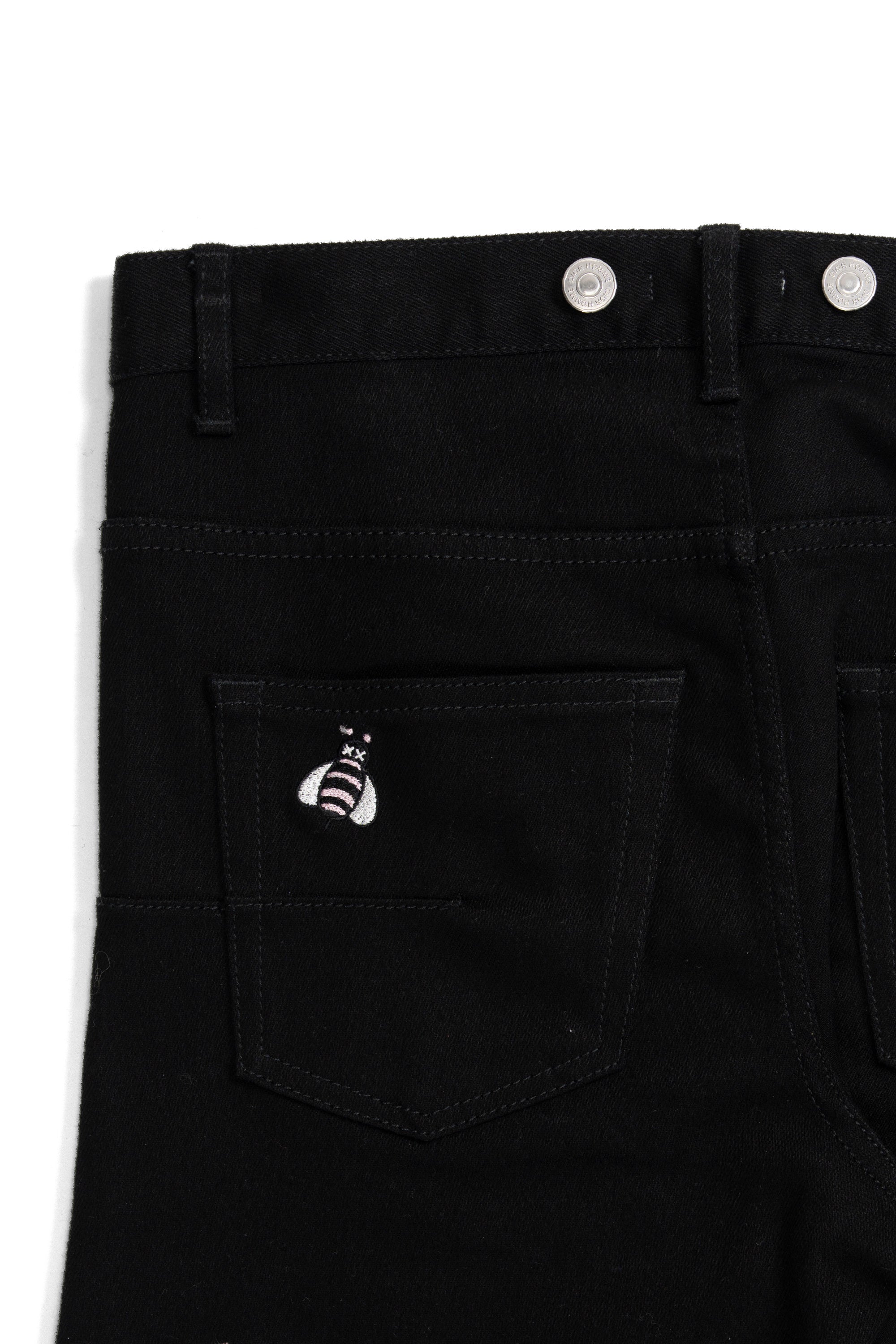 Bee Embroidery Jeans Black