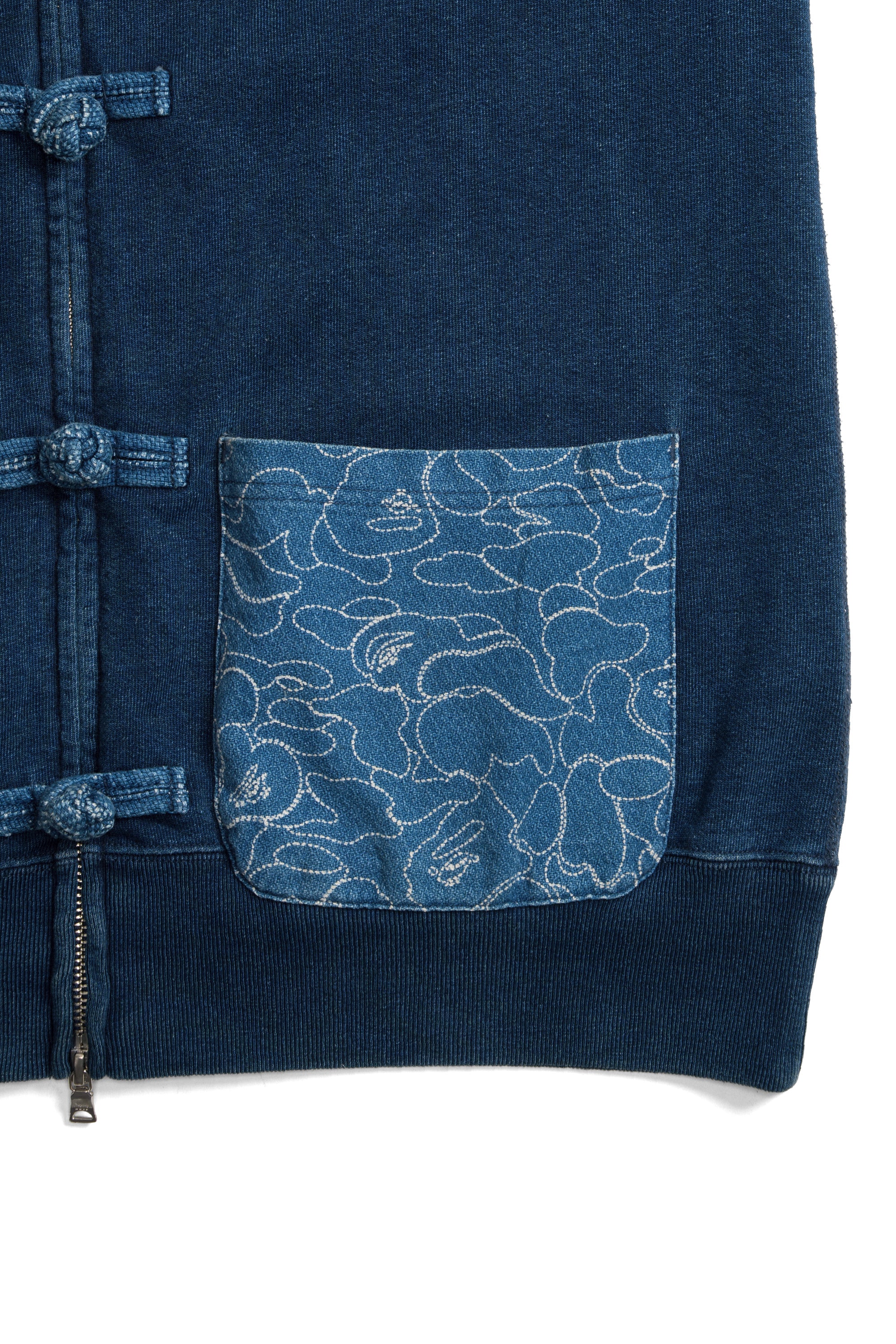 Indigo Shark Button Hoodie Indigo