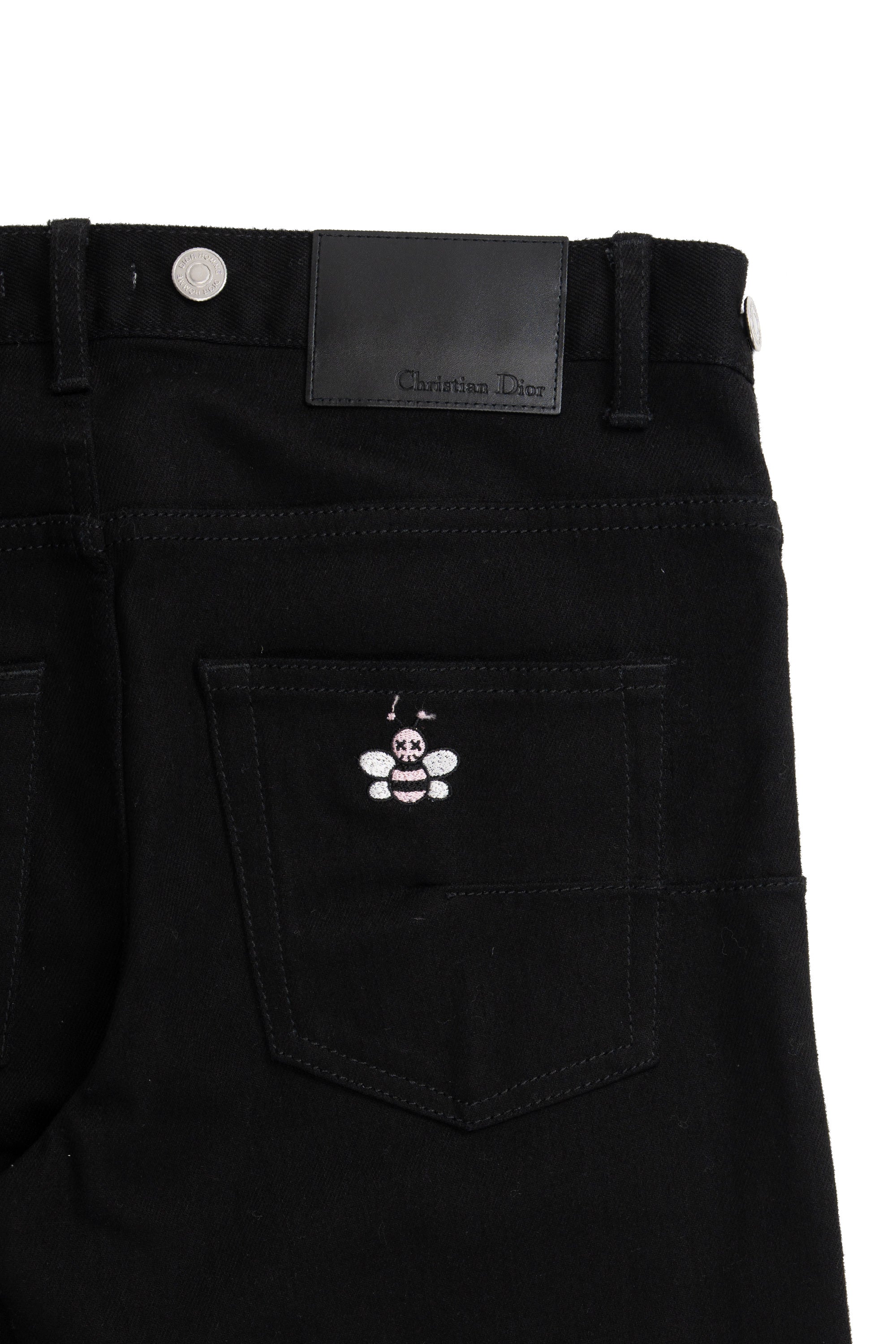 Bee Embroidery Jeans Black