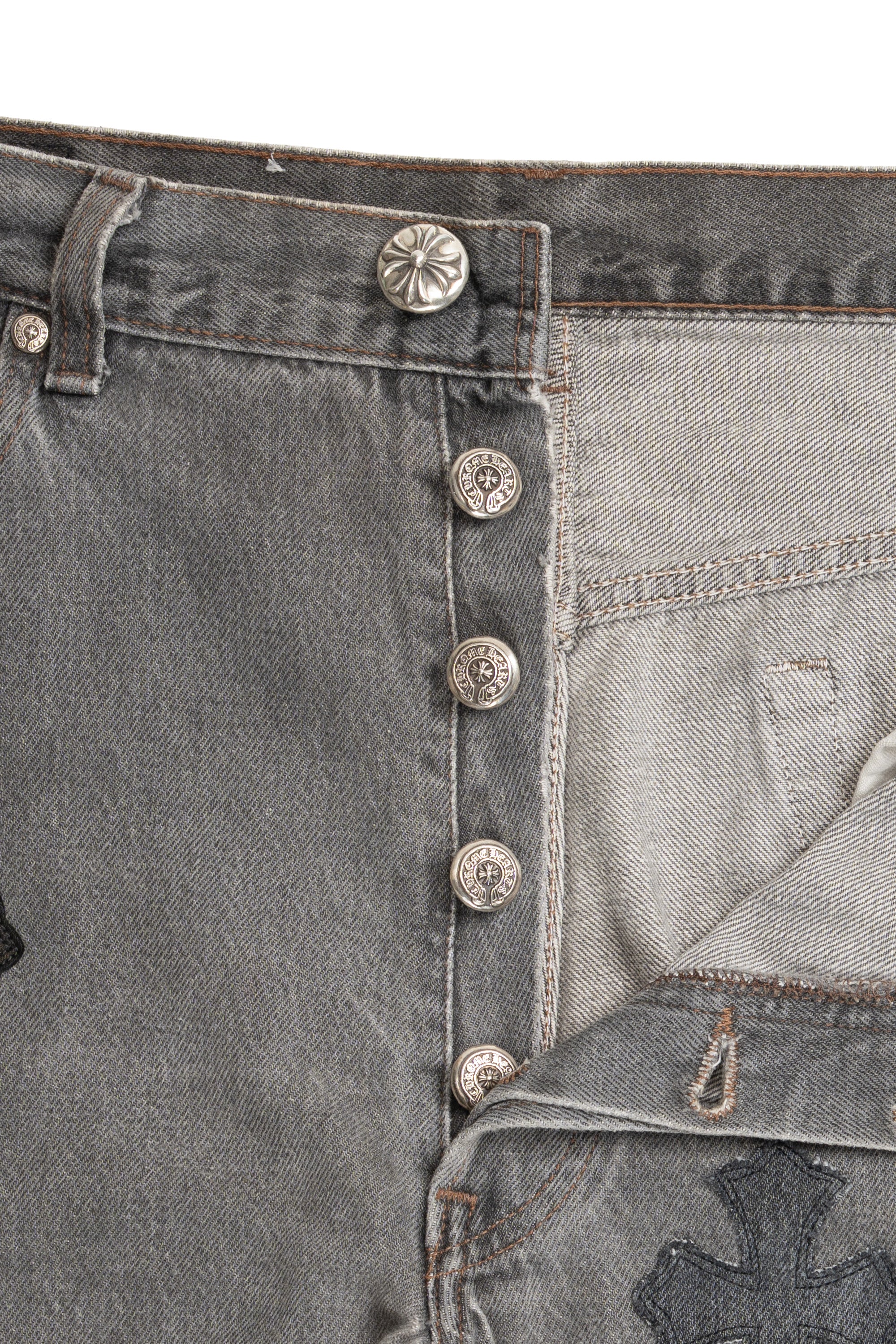 Levi's 501 Denim, Leather Cross Patch with Silver Cross Jeans Black