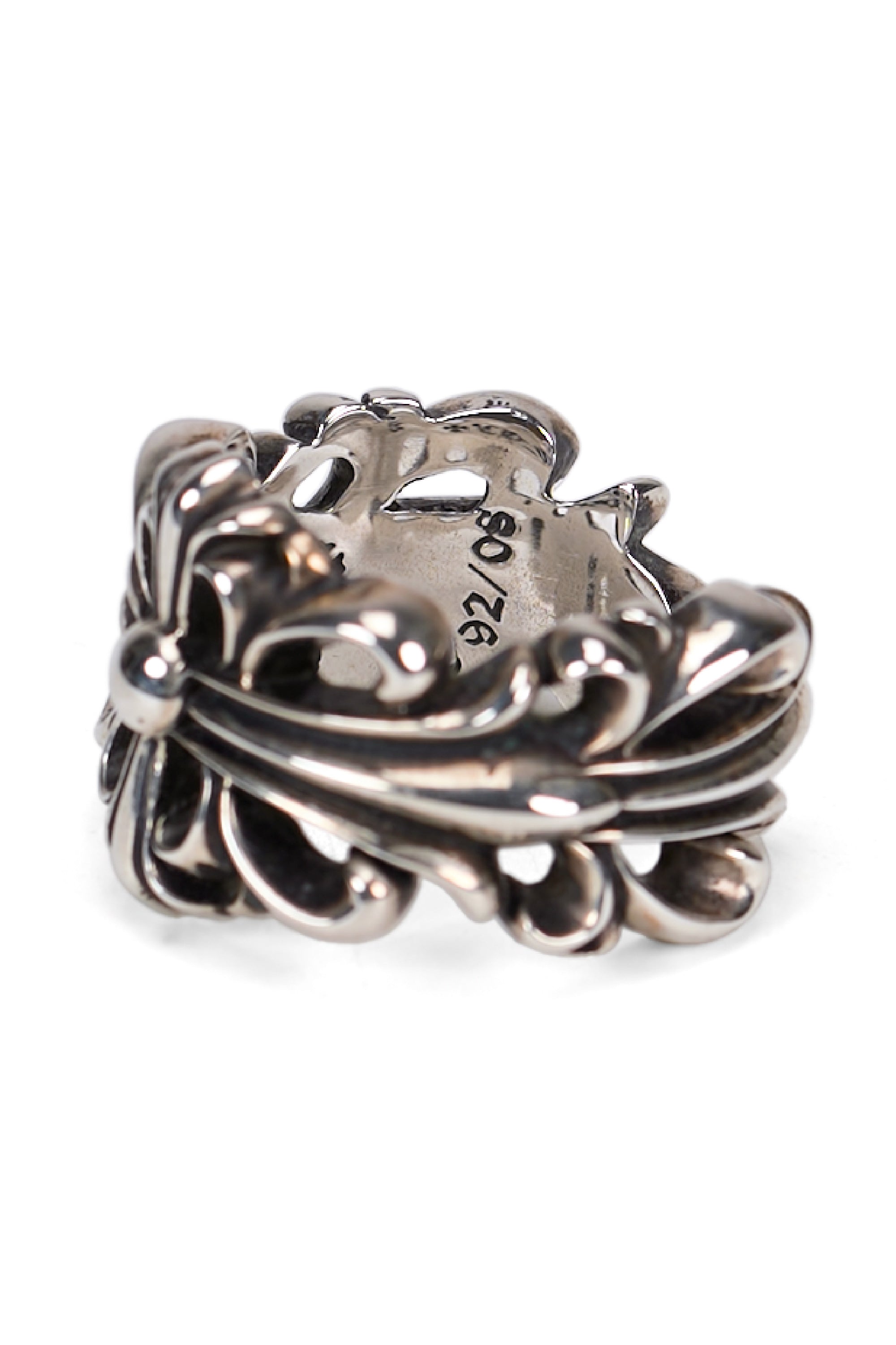 Double Floral Cross Ring Silver