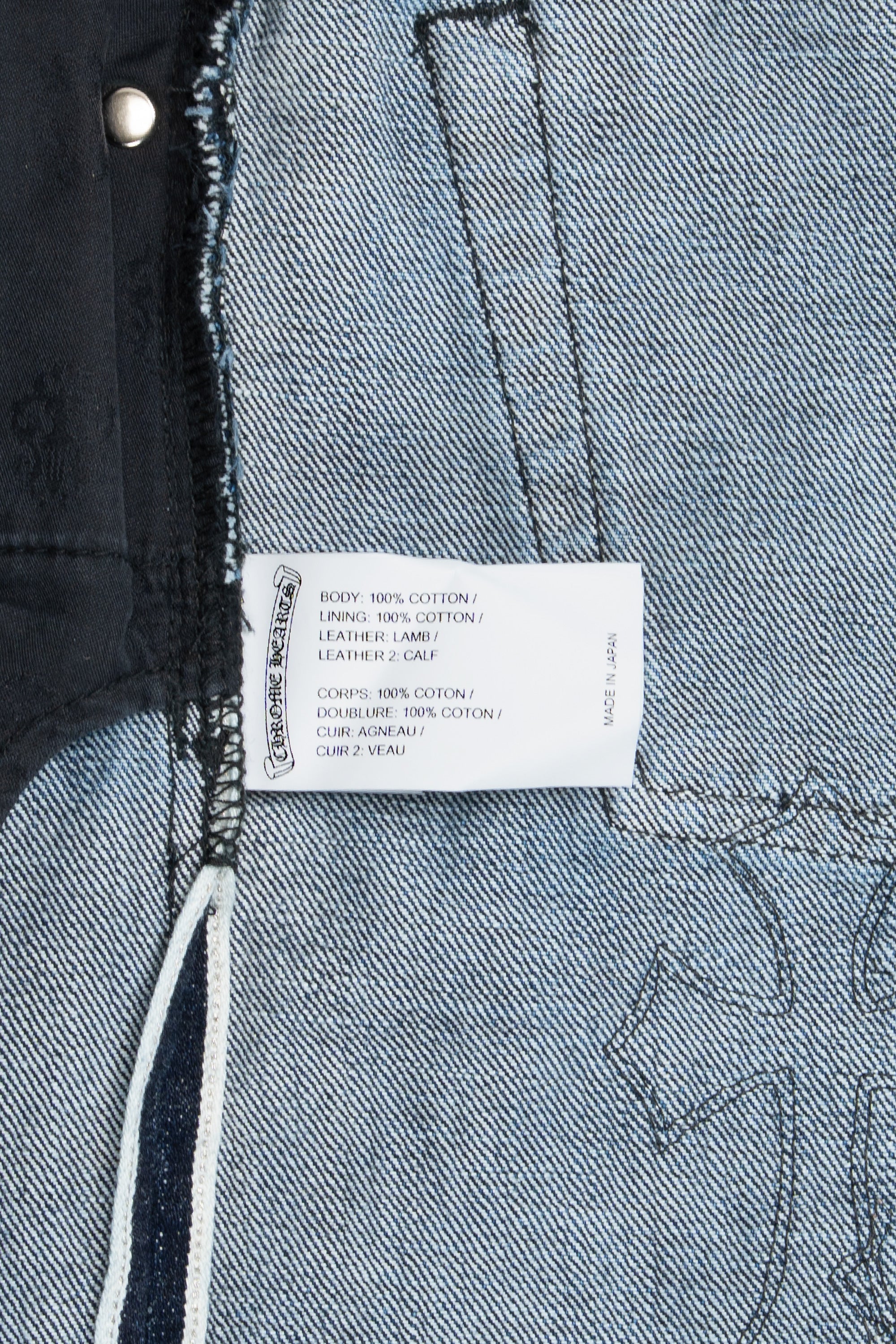 Black, Brown & White Cross Patch Fleur Knee Jeans Blue