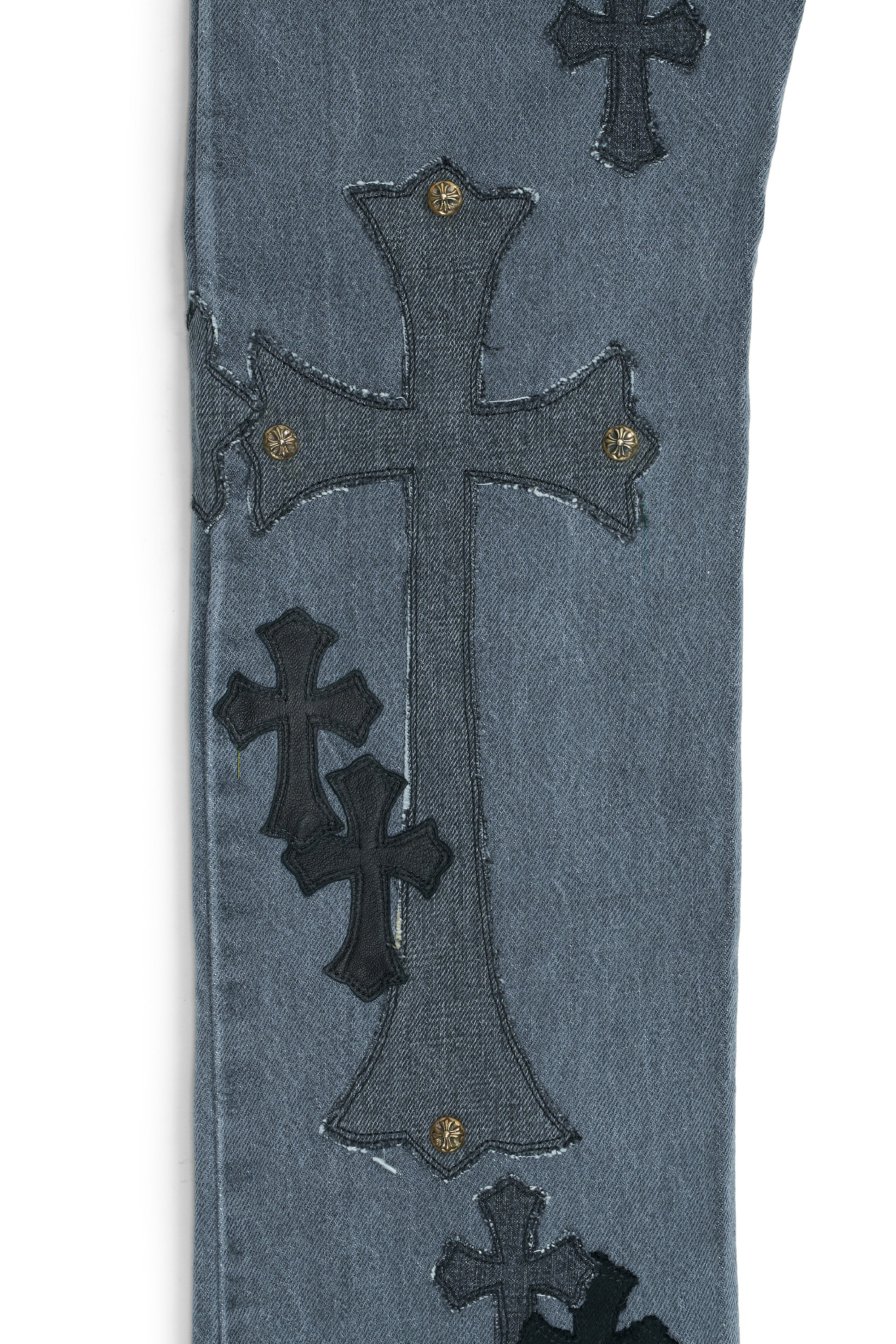 Levi's 501 Denim & Leather Cross Patch with Silver Cross Jeans Black