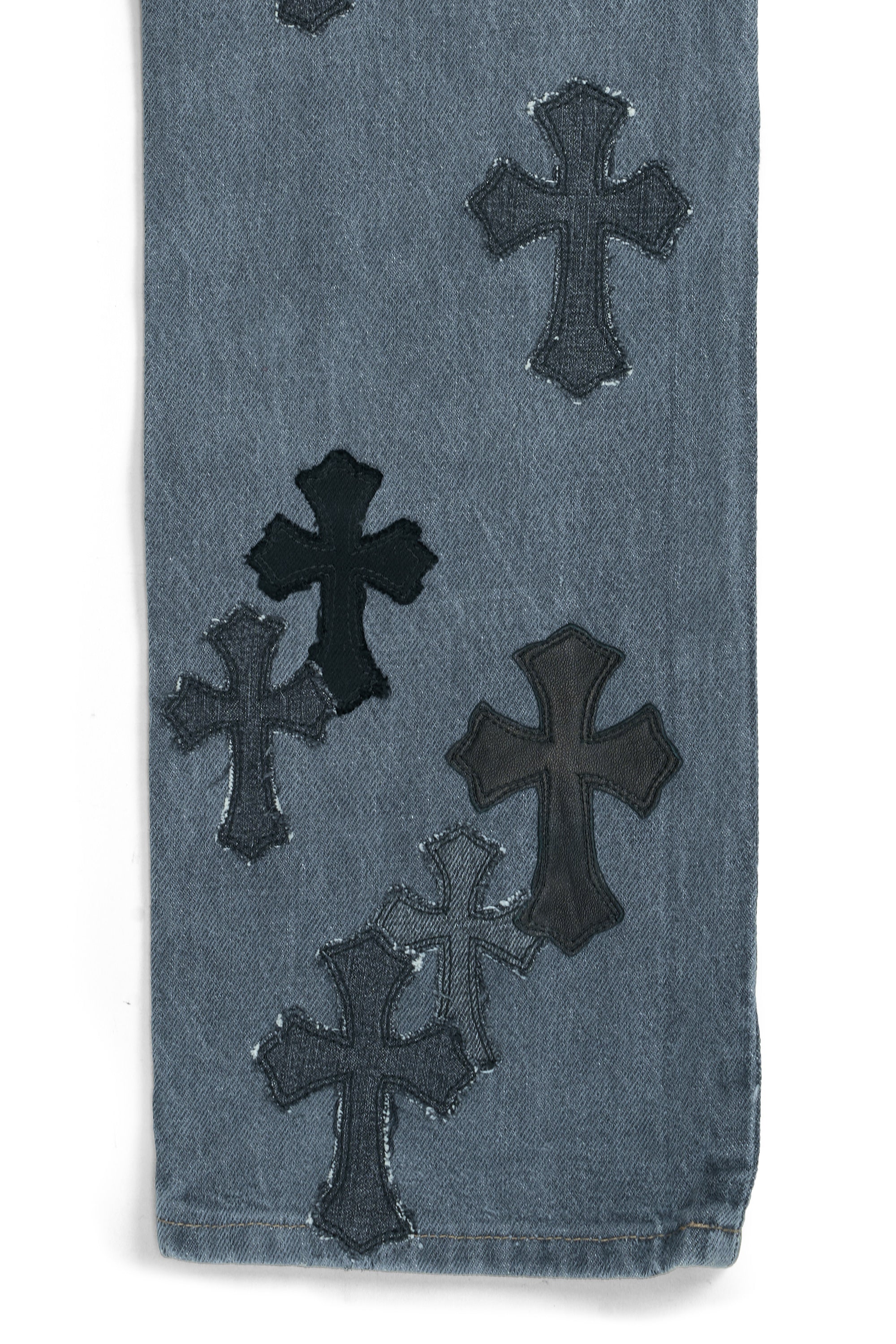 Levi's 501 Denim & Leather Cross Patch with Silver Cross Jeans Black