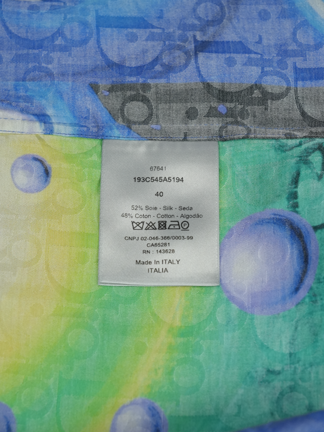 Oblique Logo Silk Shirt Blue