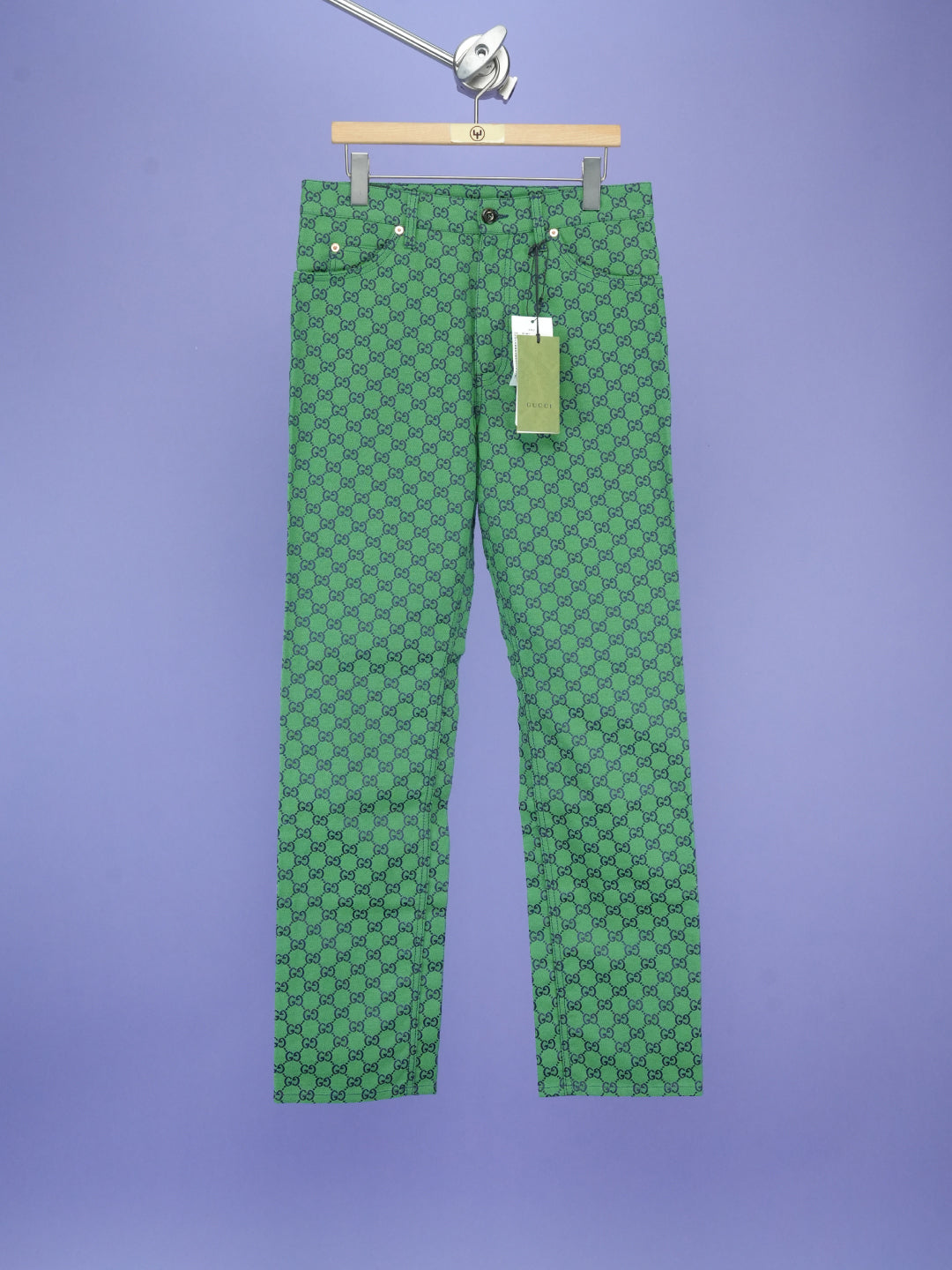 GG Jacquard Organic Cotton Blend Trousers Green