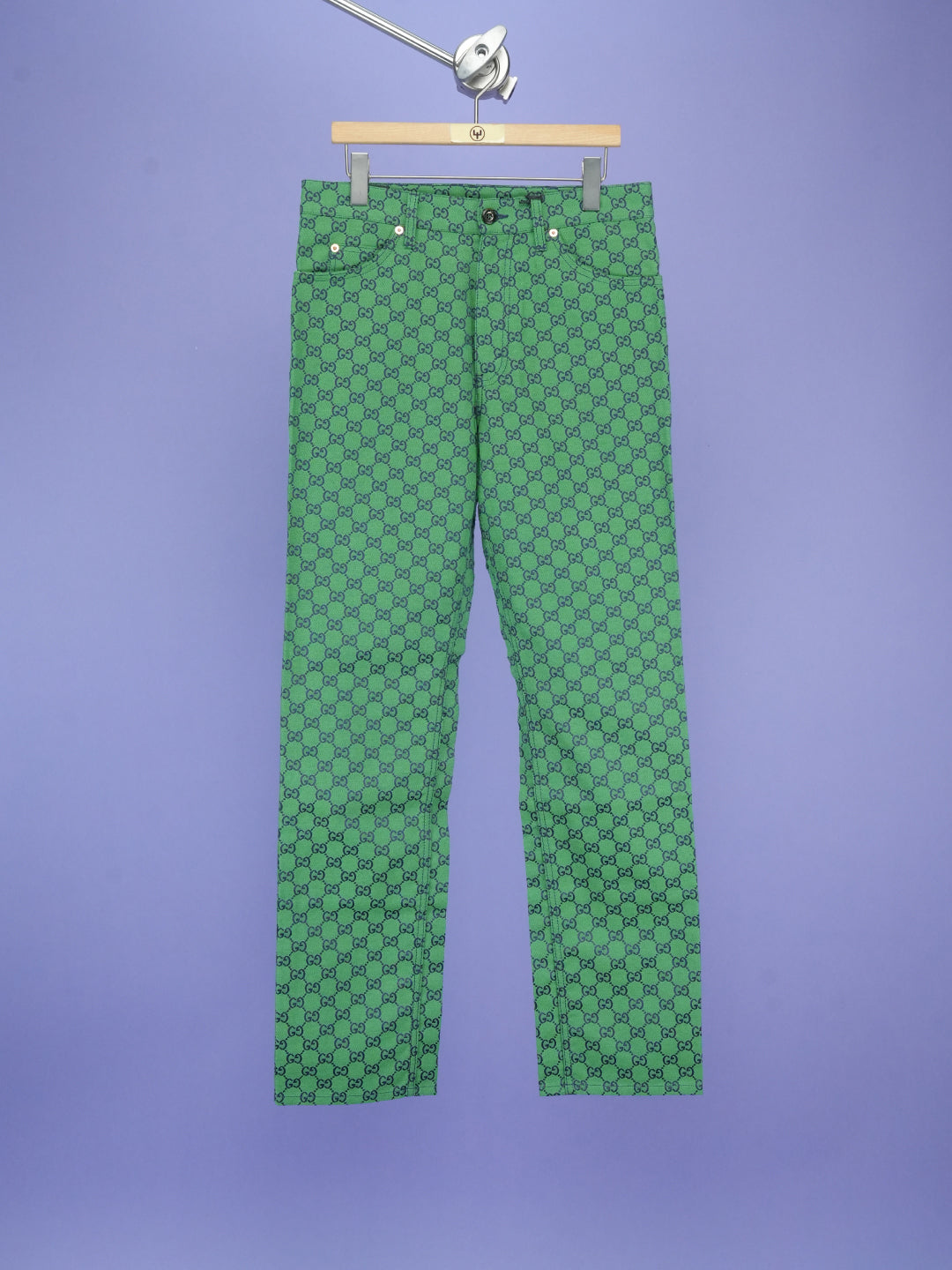 GG Jacquard Organic Cotton Blend Trousers Green
