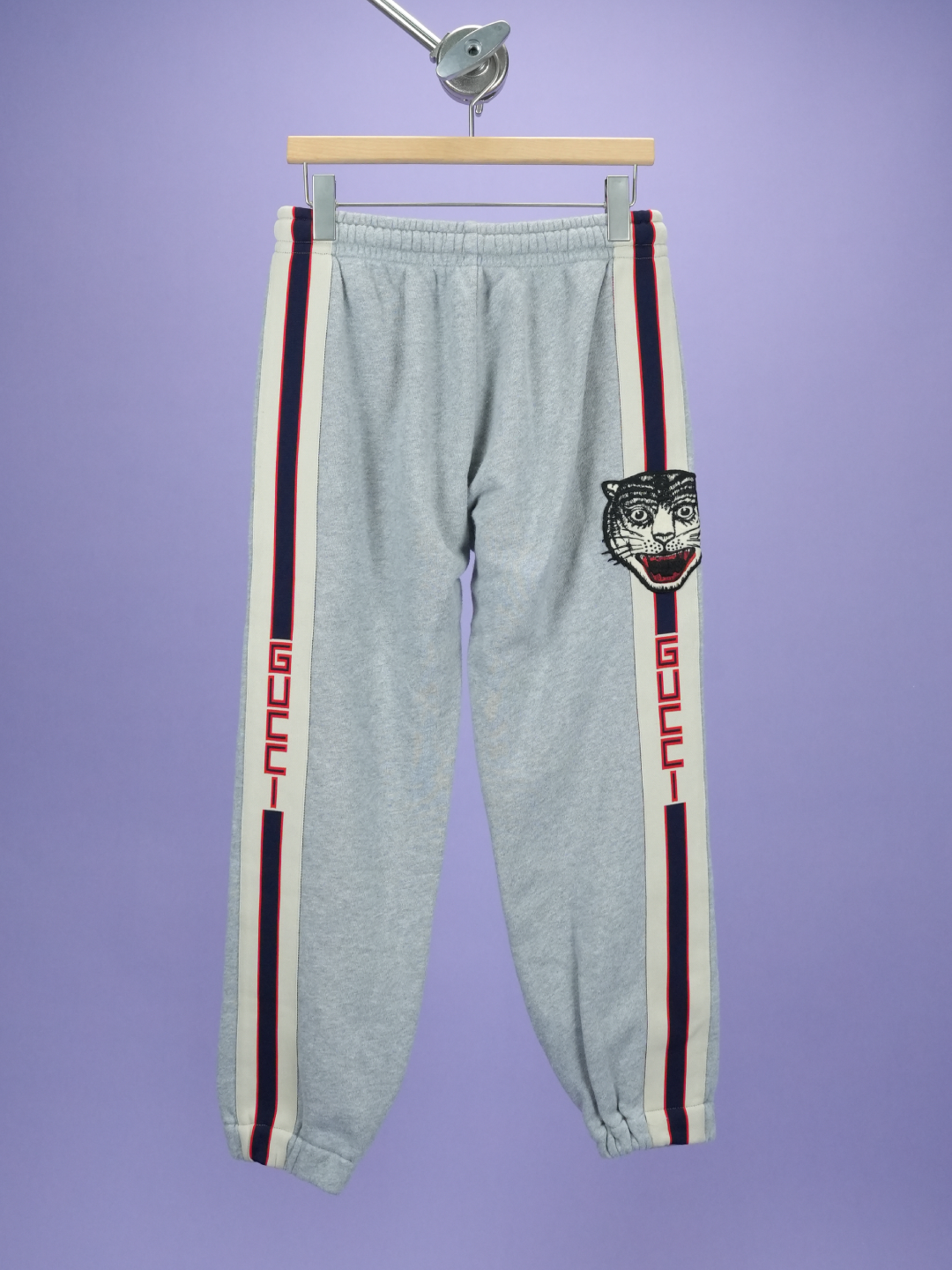 Stripe Cotton Jogging Pants Grey