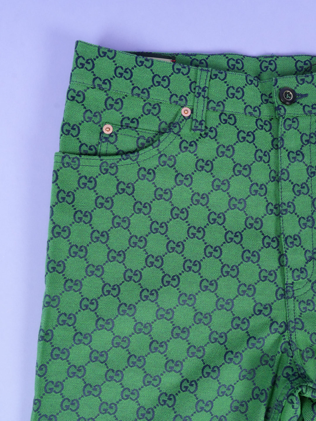 GG Jacquard Organic Cotton Blend Trousers Green