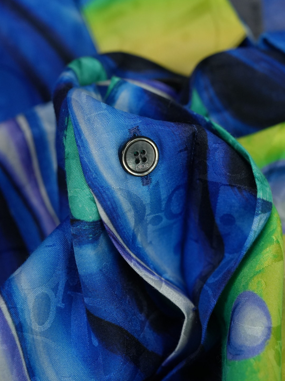 Oblique Logo Silk Shirt Blue